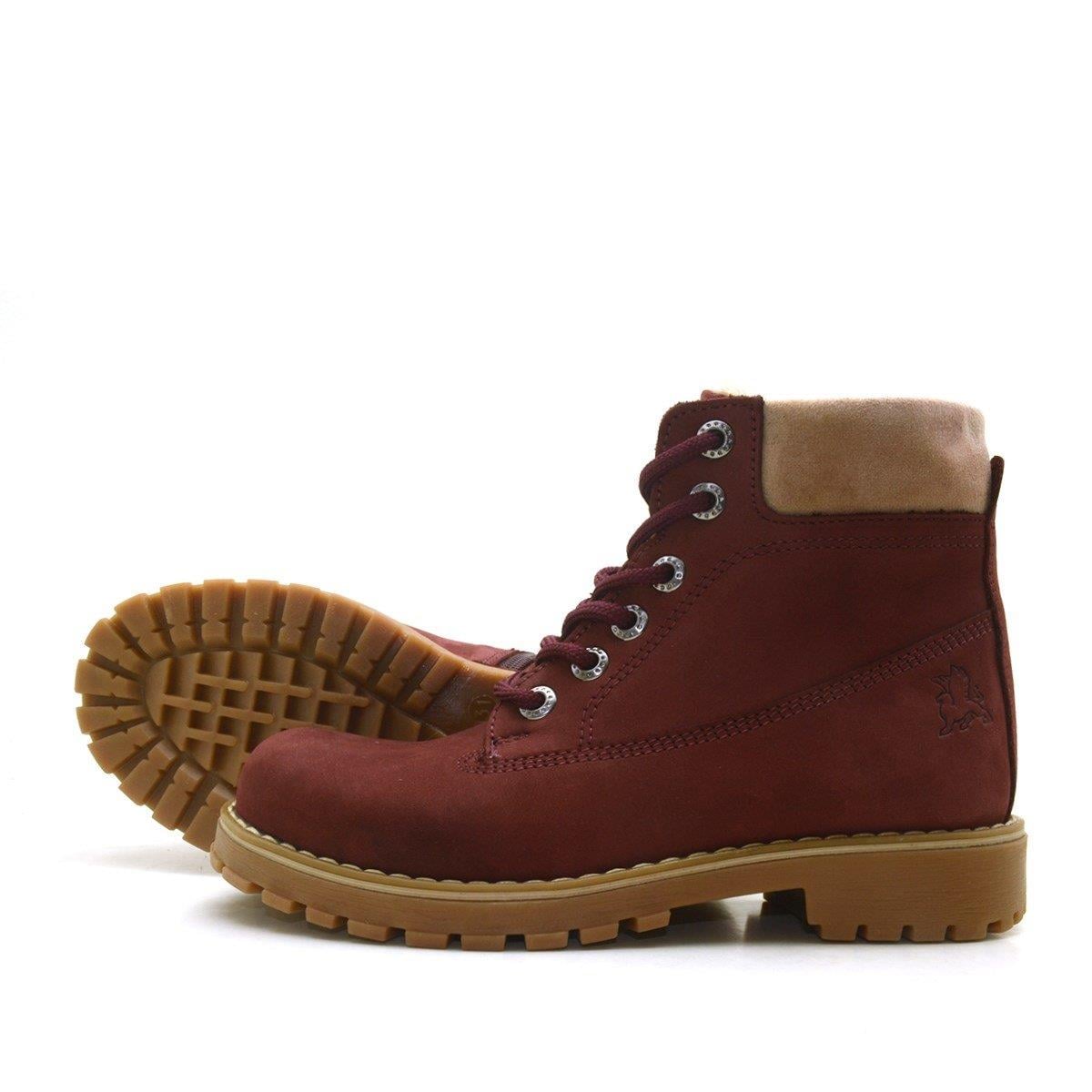Rakerplus Neson Hakiki Deri Rahat Bordo Fermuarlı Unisex Çocuk Bot