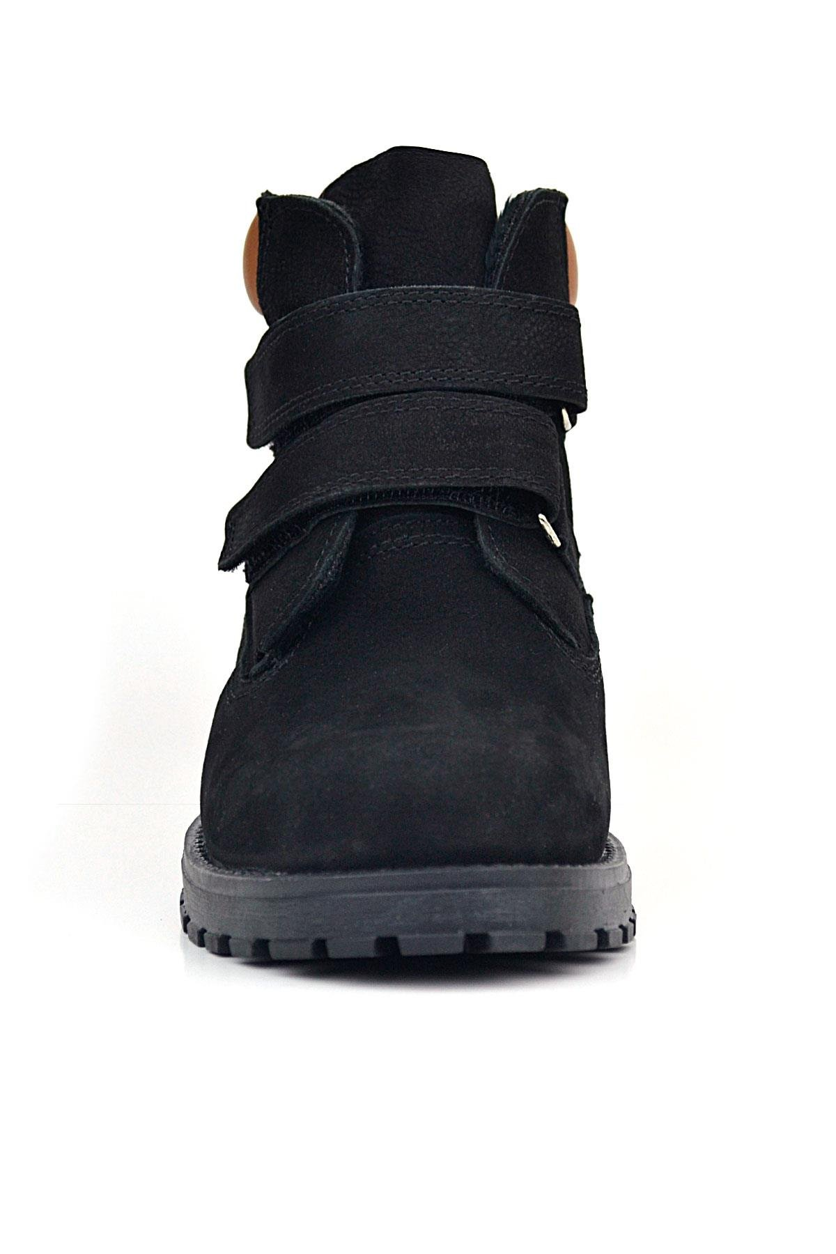 Rakerplus Neson Hakiki Deri Siyah Nubuk Cırtlı Erkek Çocuk Bot