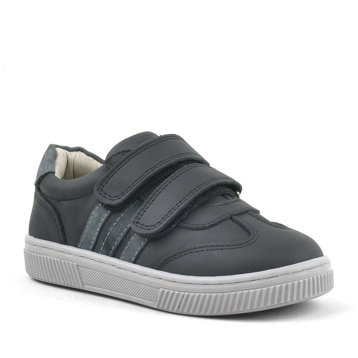 Rakerplus Paw Hakiki Deri Siyah Cırtlı Çocuk Spor Ayakkabı Sneaker
