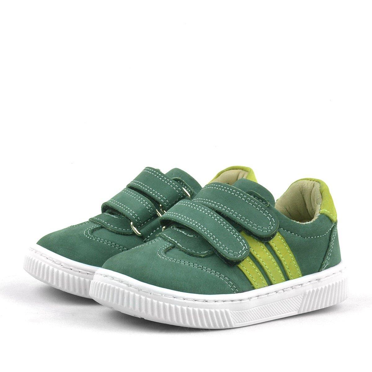 Rakerplus Paw Hakiki Deri Yeşil Cırtlı Çocuk Spor Ayakkabı Sneaker