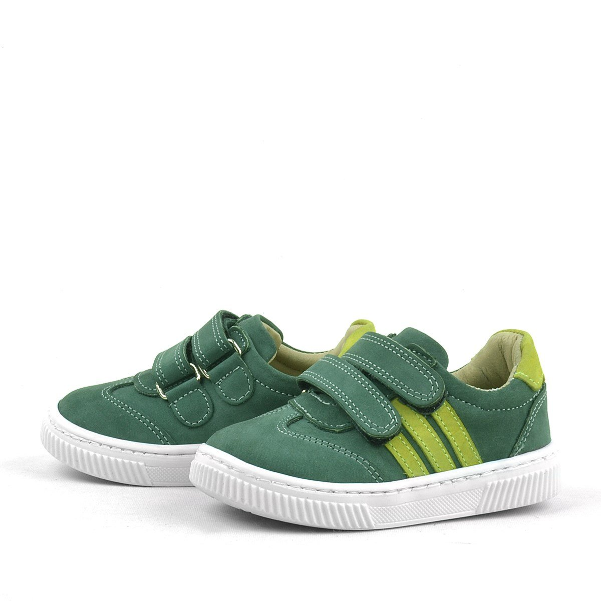 Rakerplus Paw Hakiki Deri Yeşil Cırtlı Çocuk Spor Ayakkabı Sneaker