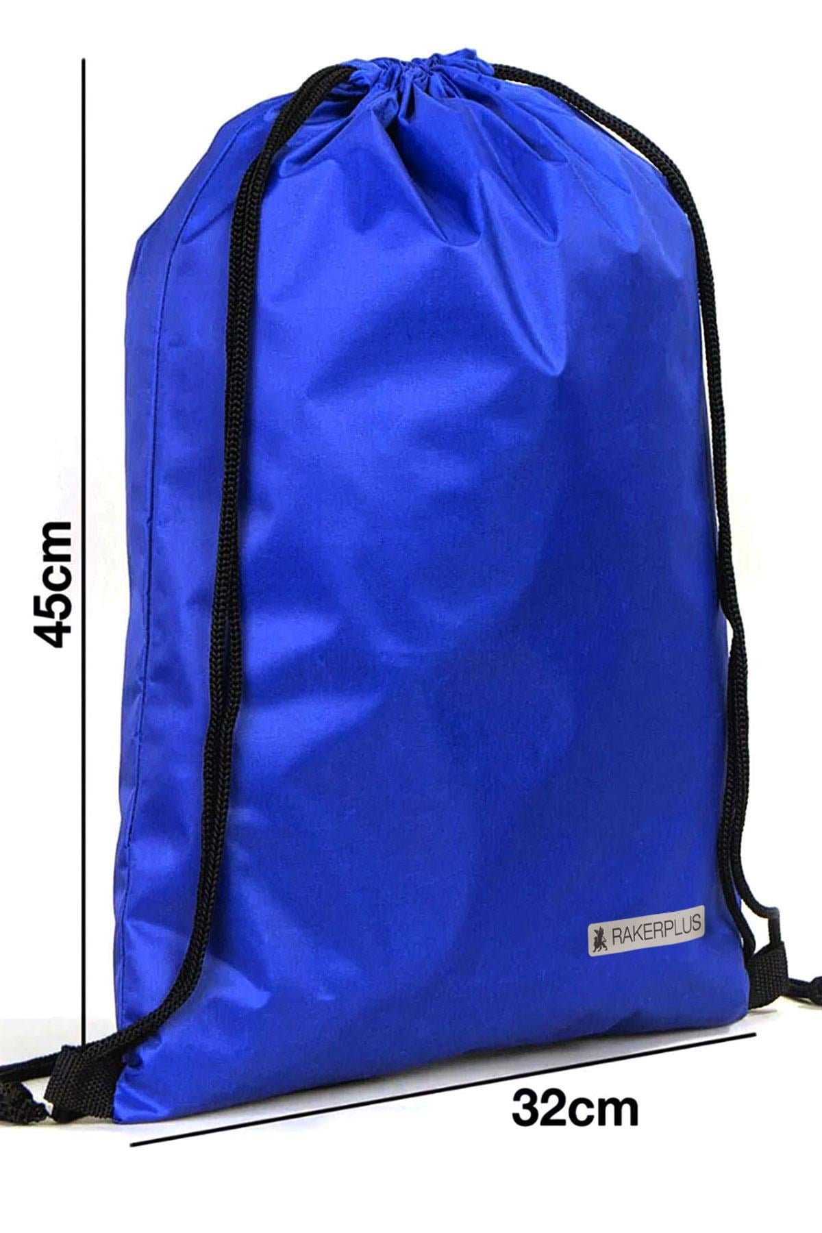 Rakerplus Saks Mavi 32x45 cm Su Geçirmez Büzgülü Krampon ve Spor Çantası