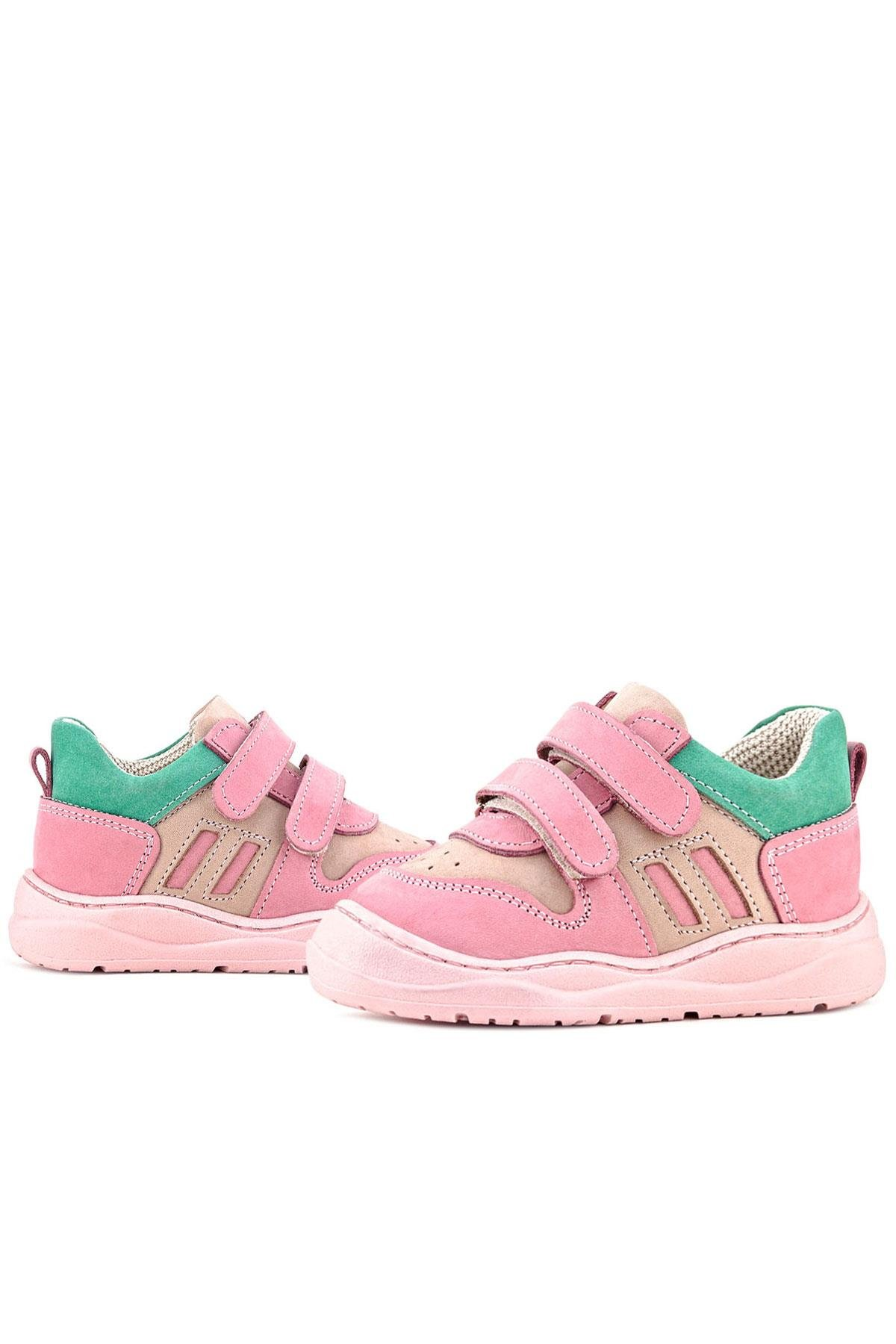 Rakerplus Schaggy Hakiki Deri Pembe Yeşil Bebek Spor Ayakkabı