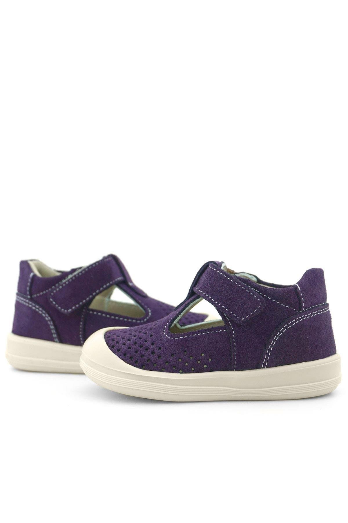 Rakerplus Shaun Hakiki Deri Mor Beyaz Cırtlı Anatomik Bebek Sandalet