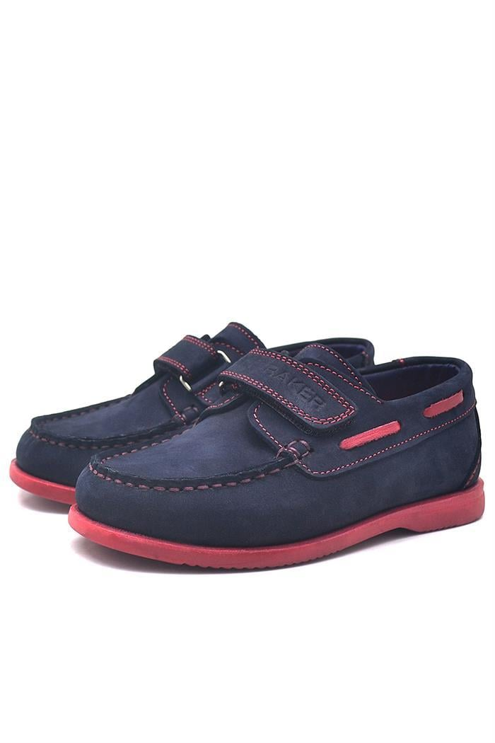 Rakerplus Simurg Hakiki Deri Lacivert Cırtlı Spor Erkek Çocuk Ayakkabı