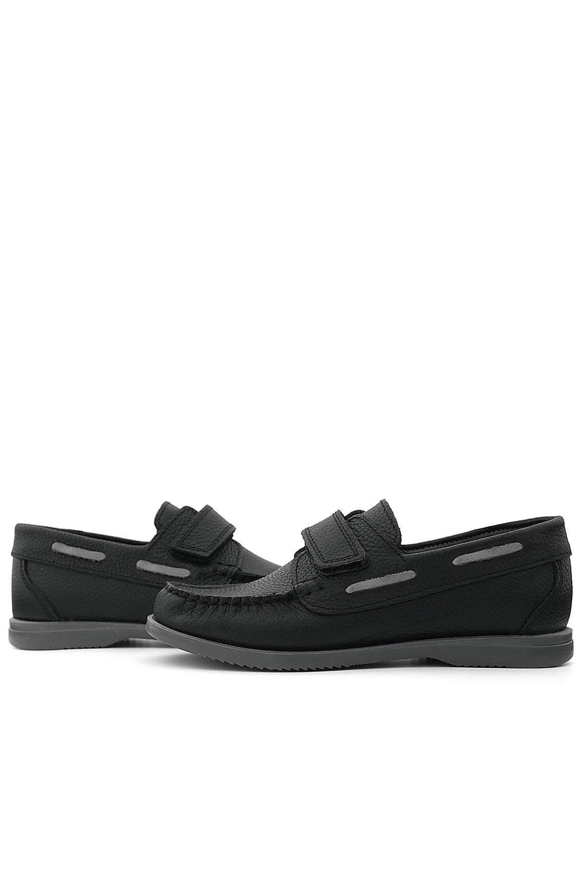 Rakerplus Simurg Hakiki Deri Siyah Erkek Çocuk Ayakkabı