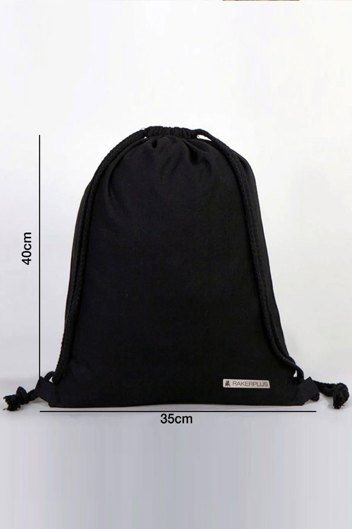 Rakerplus Siyah 35x40 cm Unisex Ham Bez Büzgülü Sırt Ayakkabı Çantası