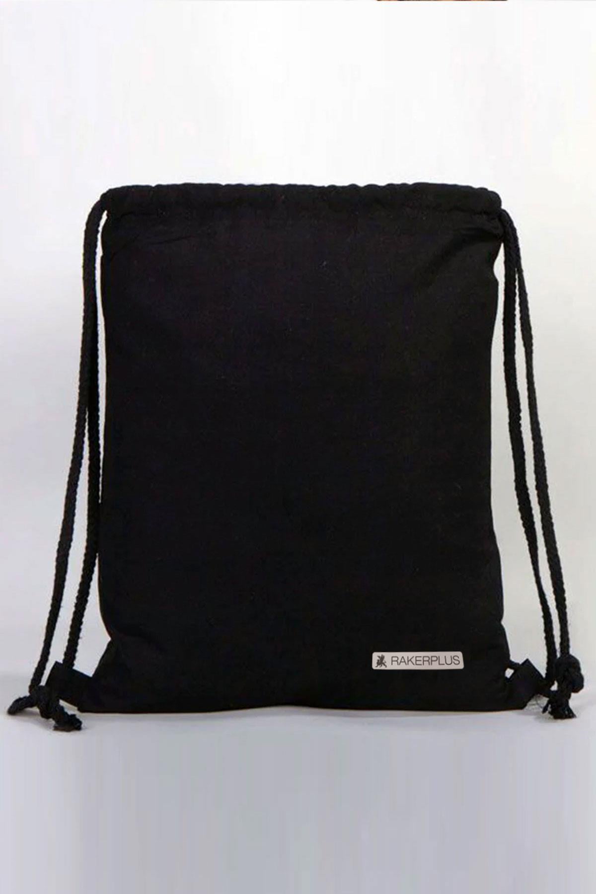 Rakerplus Siyah 35x40 cm Unisex Ham Bez Büzgülü Sırt Ayakkabı Çantası