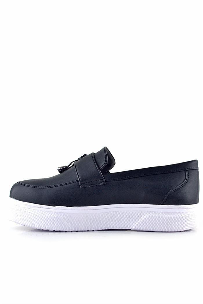 Rakerplus Siyah Mat Beyaz Taban Loafer Klasik Çocuk Ayakkabısı