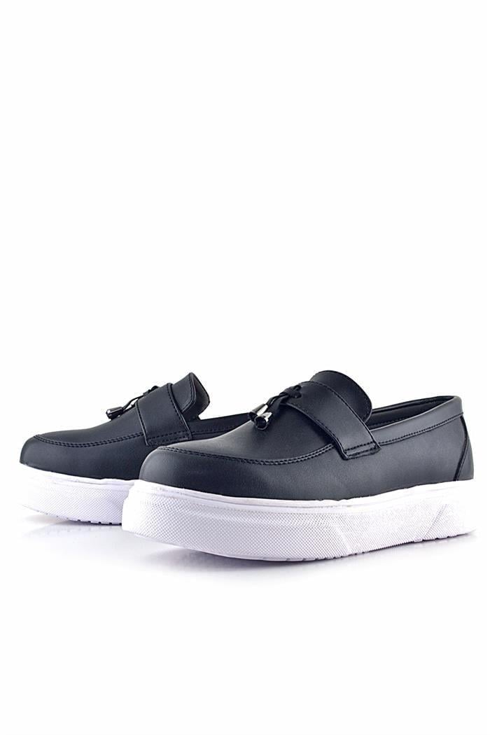 Rakerplus Siyah Mat Beyaz Taban Loafer Klasik Çocuk Ayakkabısı