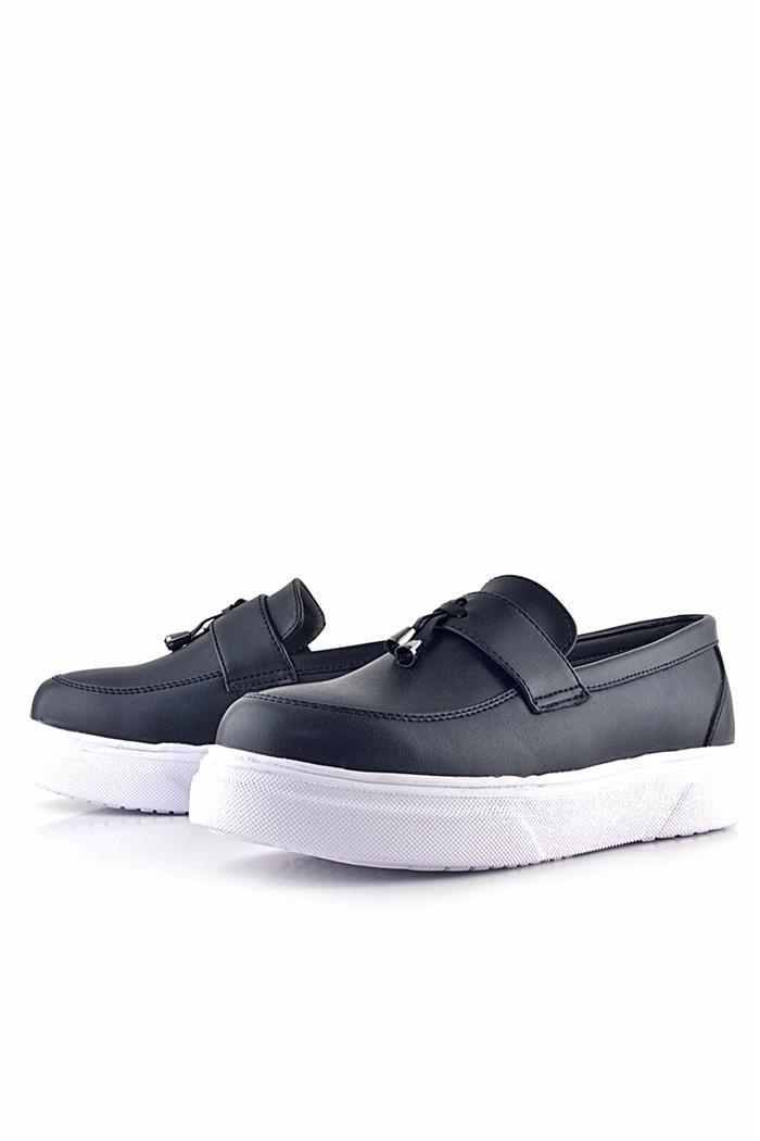 Rakerplus Siyah Mat Beyaz Taban Loafer Klasik Çocuk Ayakkabısı