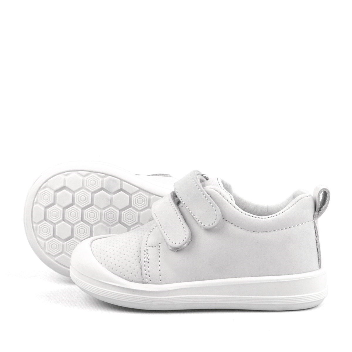 Rakerplus Sonic Hakiki Deri Beyaz Cırtlı Anatomik Bebek Spor Ayakkabı Sneaker