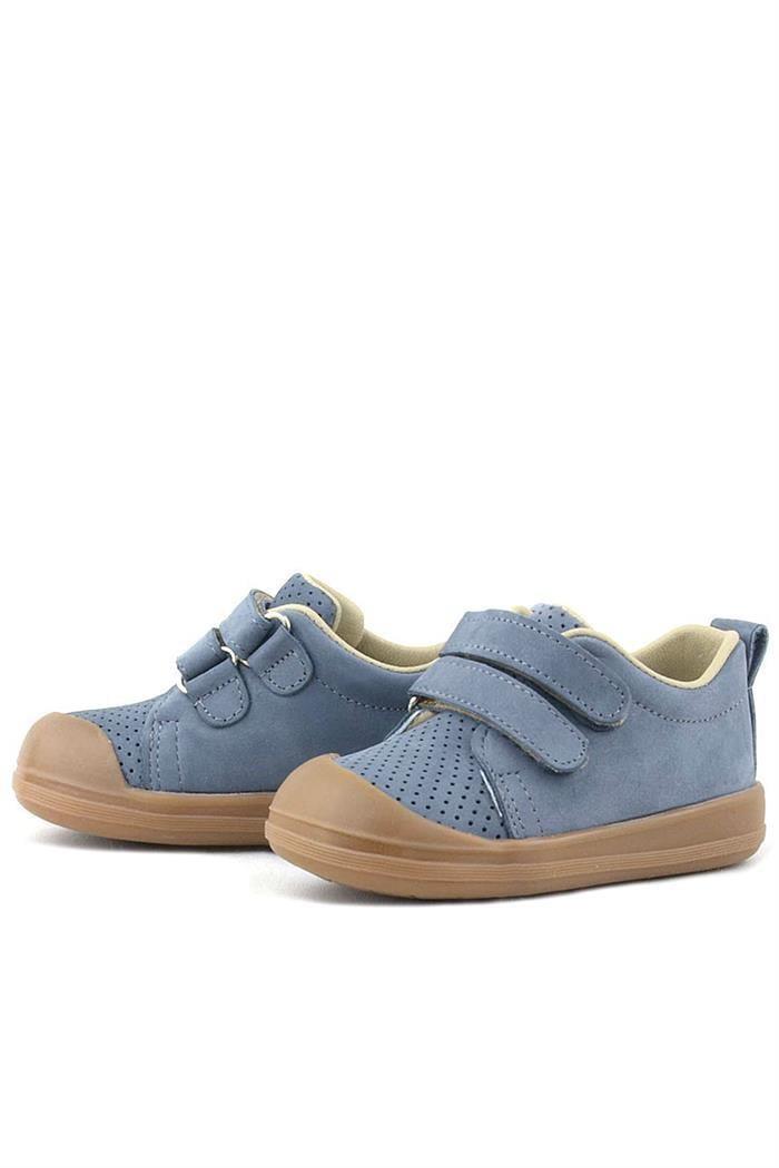 Rakerplus Sonic Hakiki Deri Gri Cırtlı Anatomik Bebek Spor Ayakkabı Sneaker