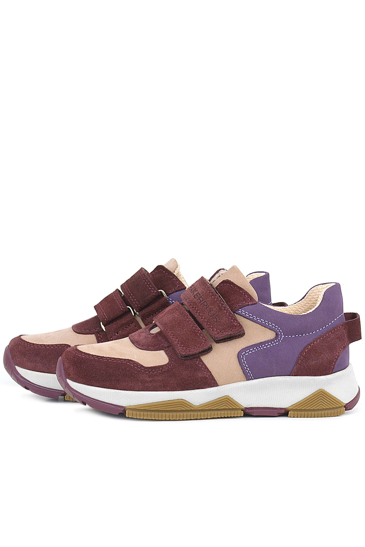 Rakerplus Hakiki Deri Bordo Pembe Kız Çocuk Cırtlı Sneakers Spor Ayakkabı