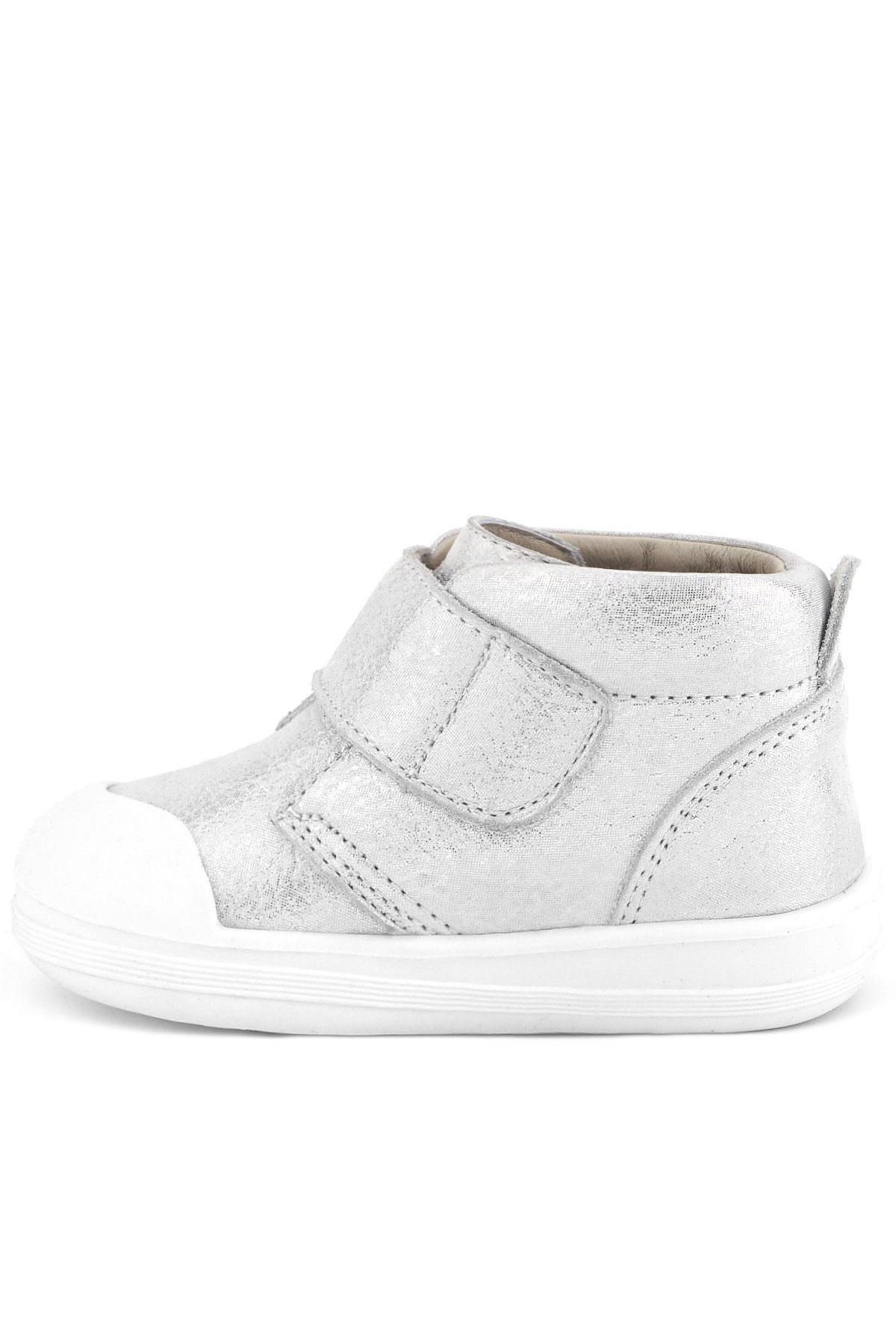 Rakerplus Yoohoo Hakiki Deri Beyaz Simli Cırtlı Unisex Bebek Bot