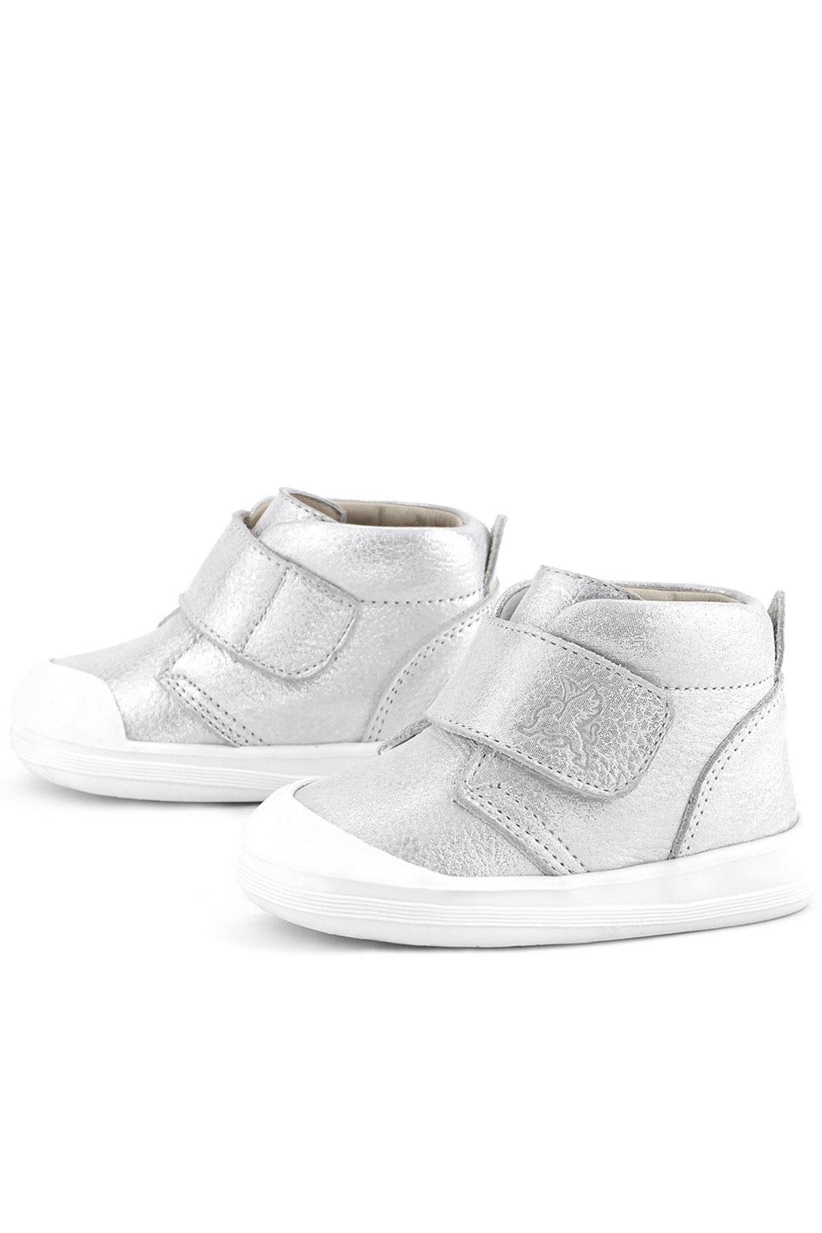 Rakerplus Yoohoo Hakiki Deri Beyaz Simli Cırtlı Unisex Bebek Bot