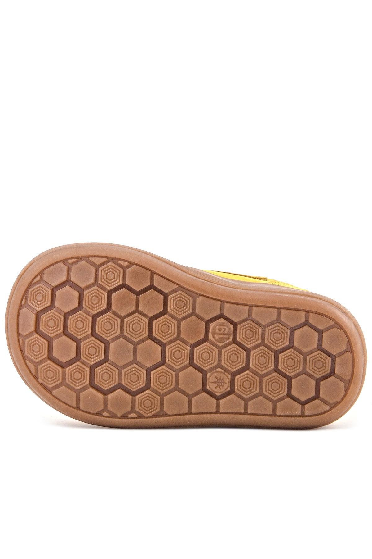 Rakerplus Yoohoo Hakiki Deri Sarı Cırtlı Papatya Detaylı Unisex Bebek Bot