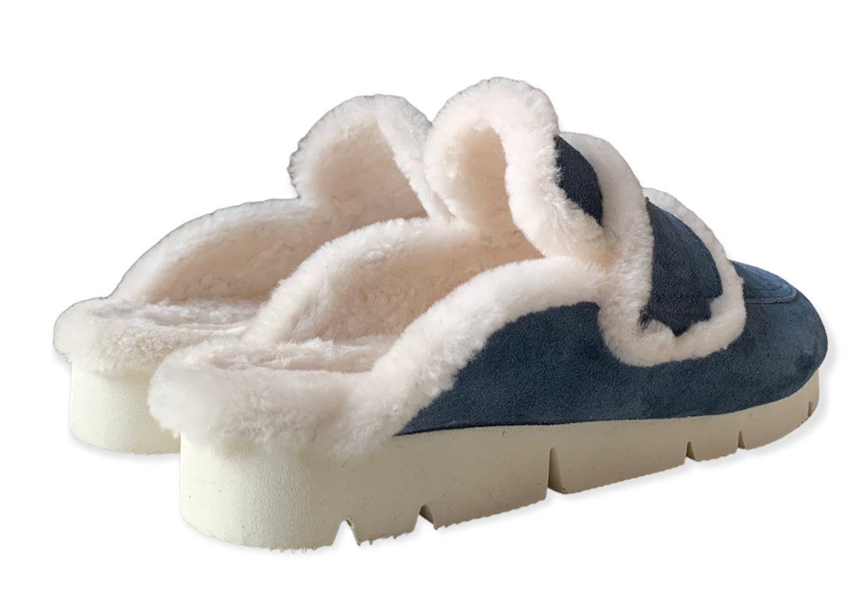 LOULOU SHEARLING MULE NAVY