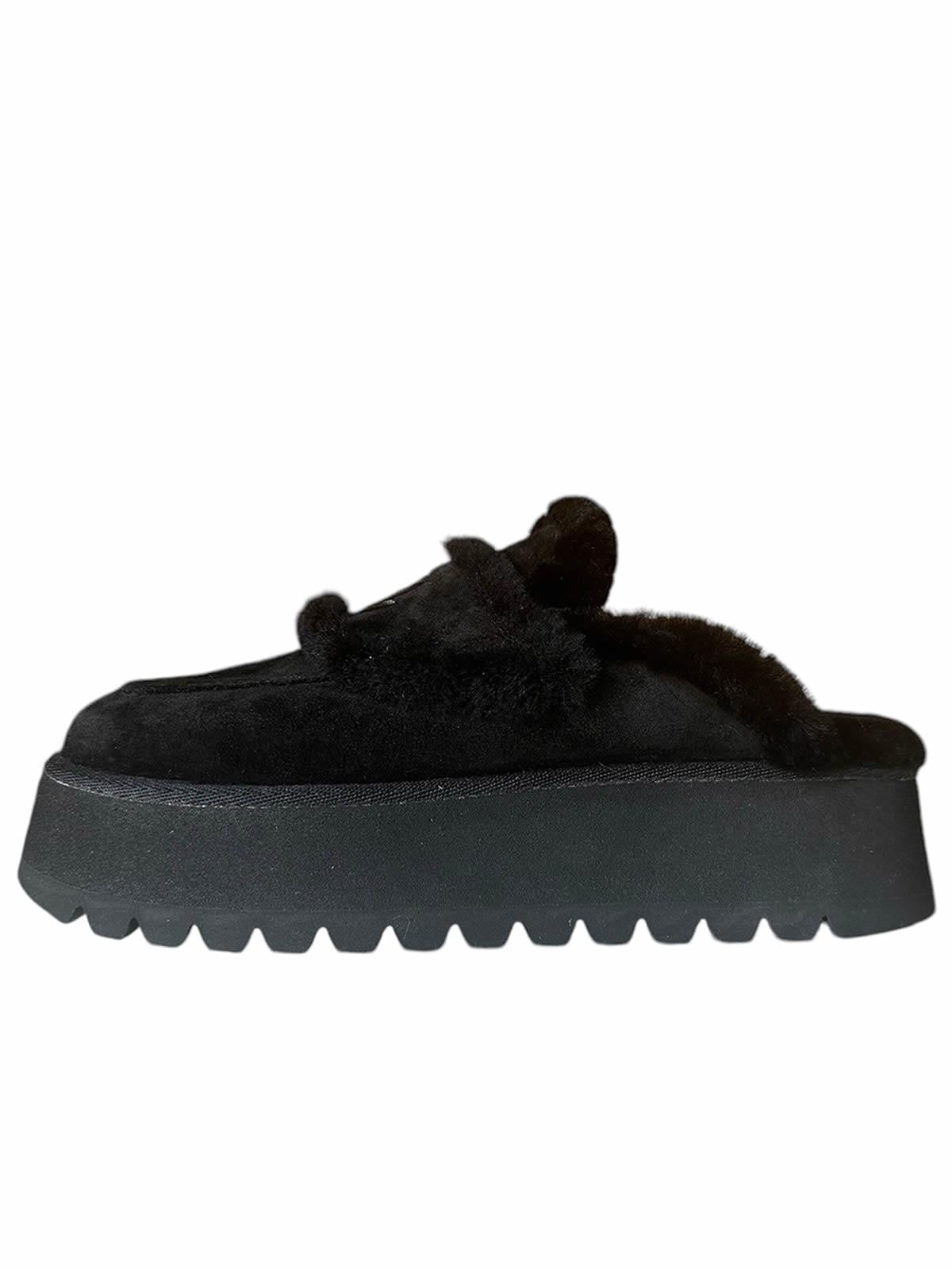PERSONALIZED LOULOU ALL BLACK SHEARLING  MULE XL 