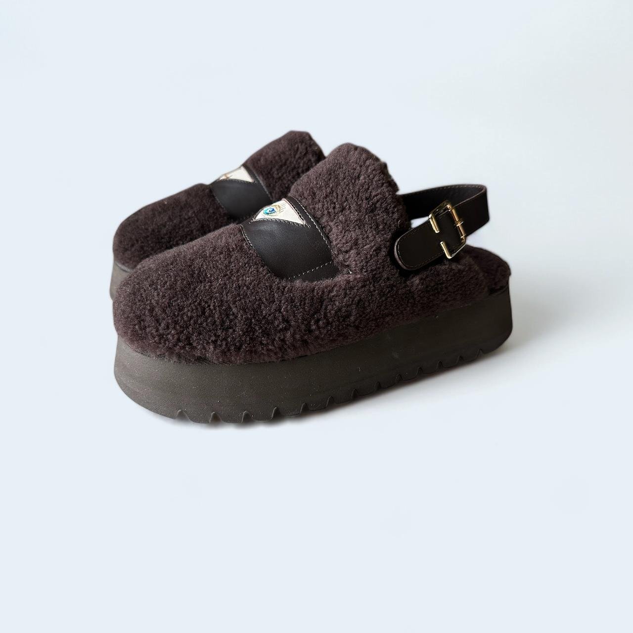 PERSONALIZED LOULOU CLOG DARK BROWN SHEARLING XL  PRE-ORDER