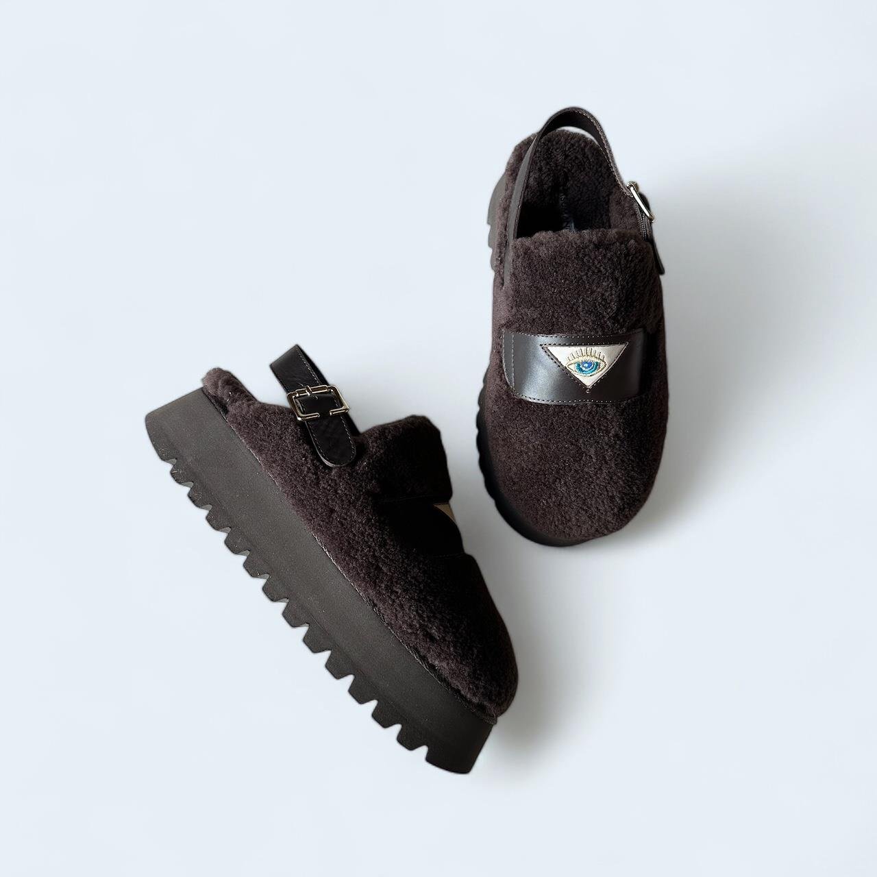 PERSONALIZED LOULOU CLOG DARK BROWN SHEARLING XL  PRE-ORDER