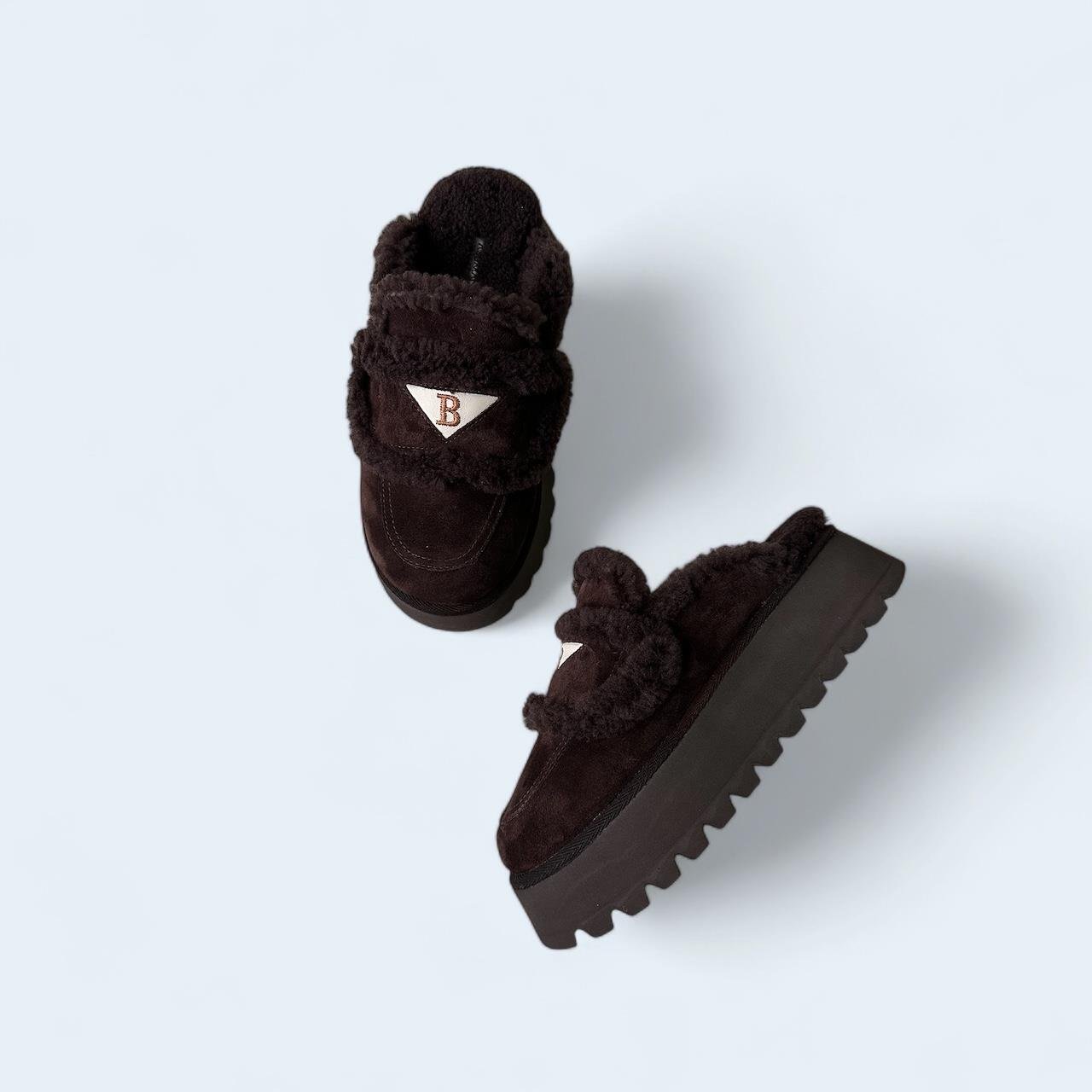PERSONALIZED LOULOU DARK BROWN SHEARLING  MULE XL 
