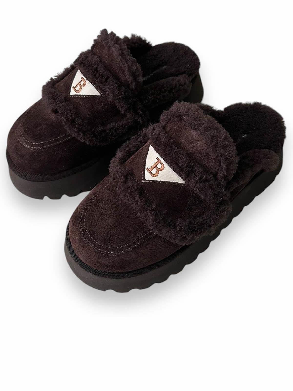 PERSONALIZED LOULOU DARK BROWN SHEARLING MULE XL 