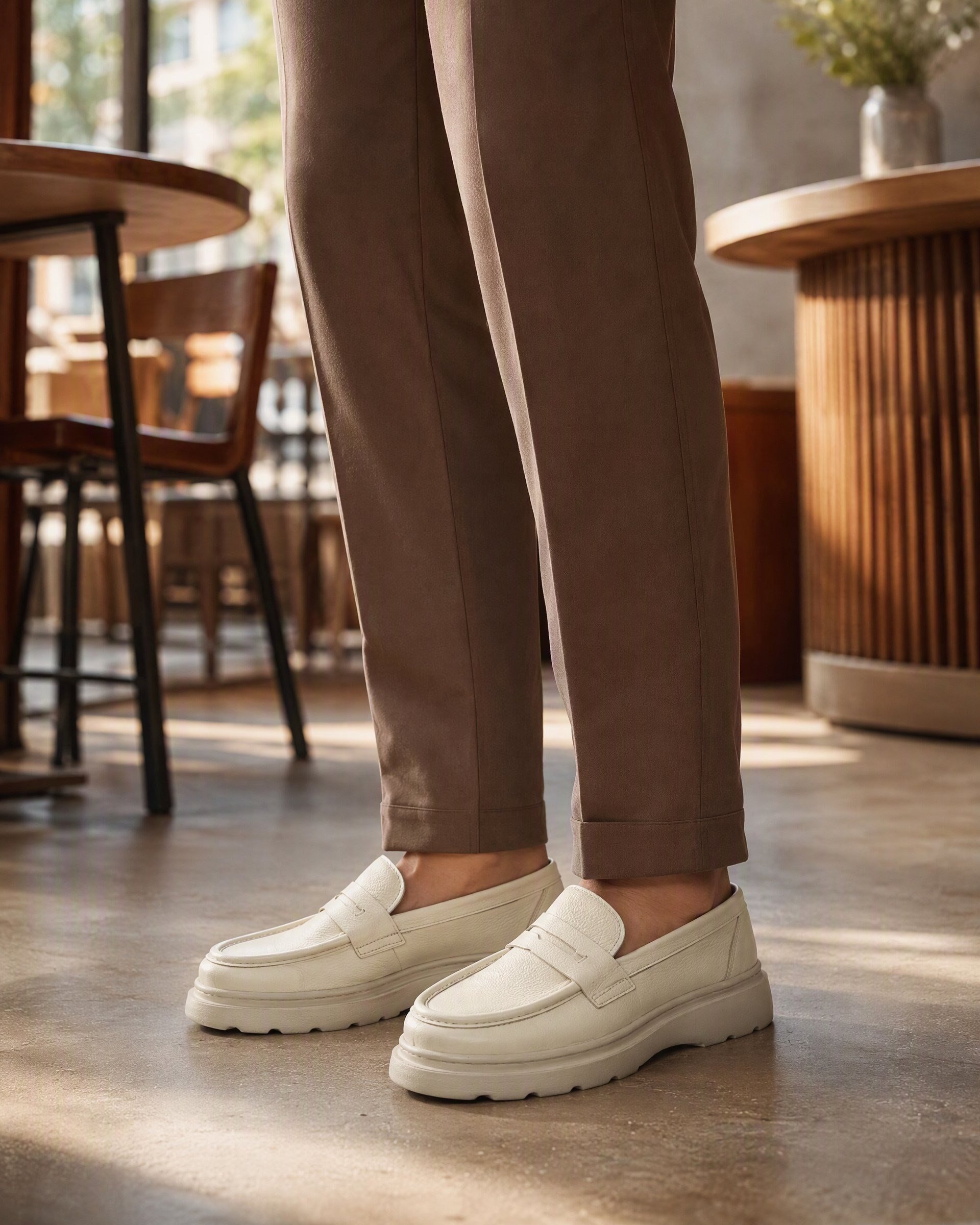  Hnt  0048  Premium Eva Taban Krem  İçi Dışı Hakiki Deri Erkek Kolej Fiyonk 