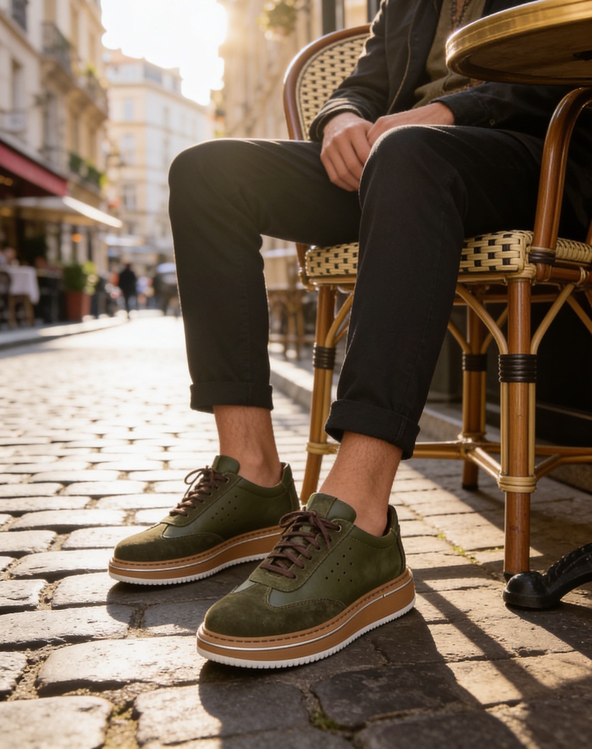  Hnt 1882 Premium Haki Yeşil  Bal Taban  İçi Dışı Hakiki Deri Erkek Sneakers 