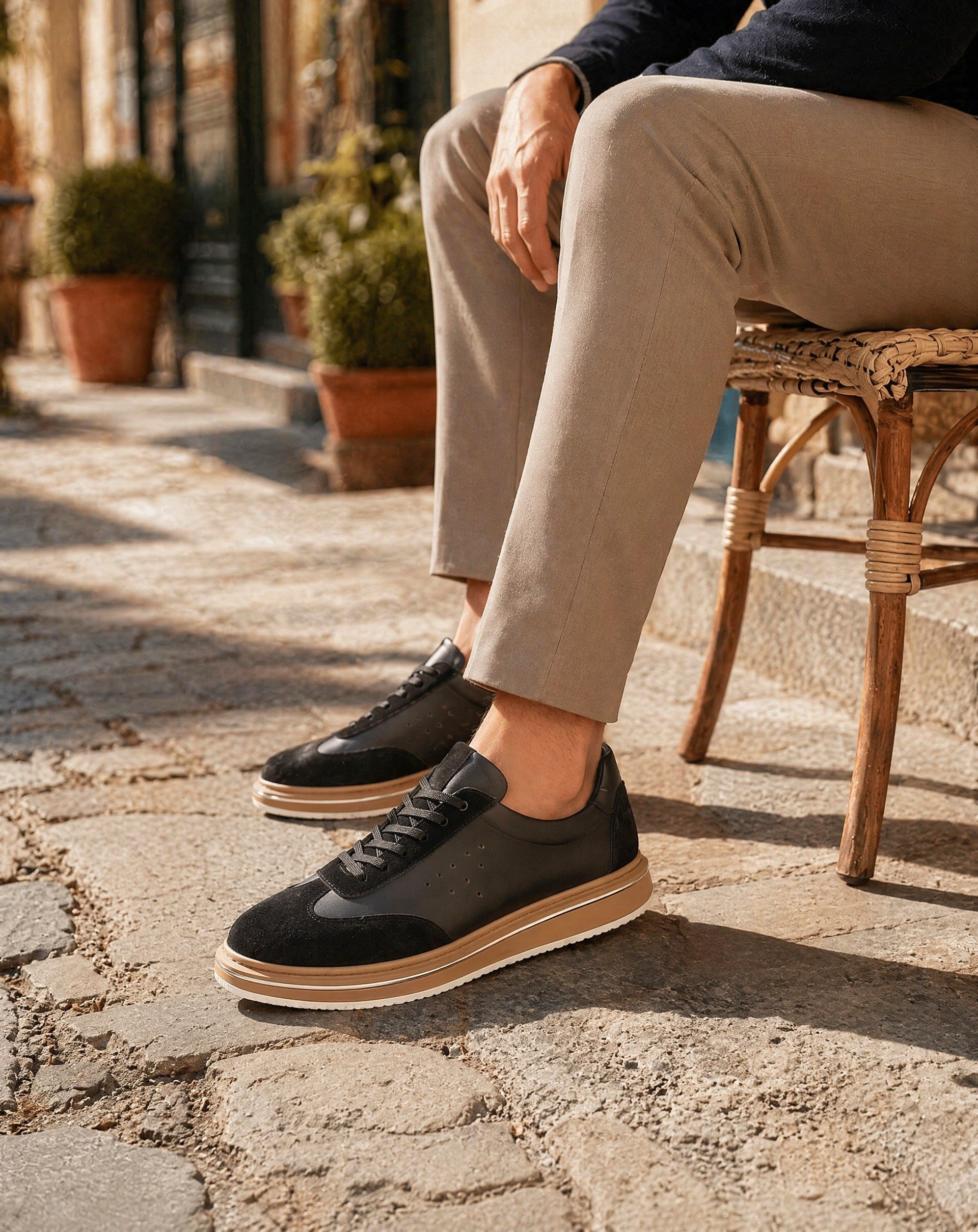  Hnt 1882 Premium Siyah Bal Taban  İçi Dışı Hakiki Deri Erkek Sneakers 