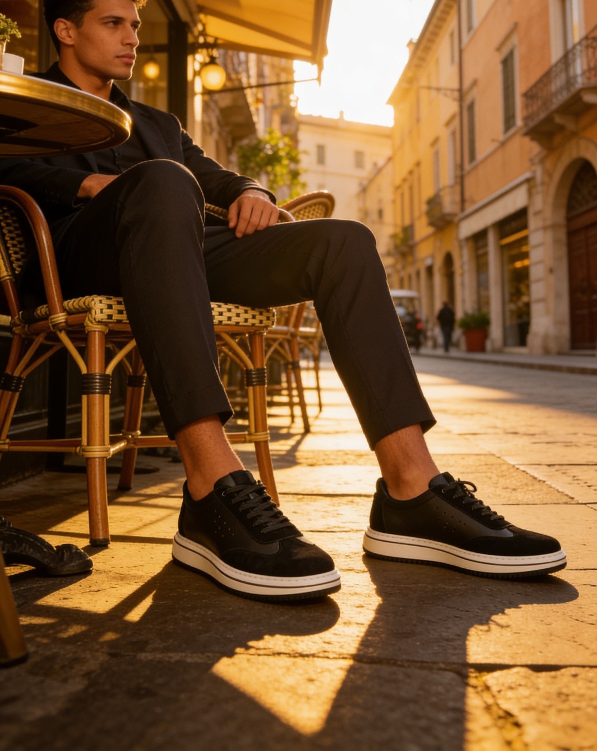  Hnt 1882 Premium Siyah Beyaz Taban  İçi Dışı Hakiki Deri Erkek Sneakers 