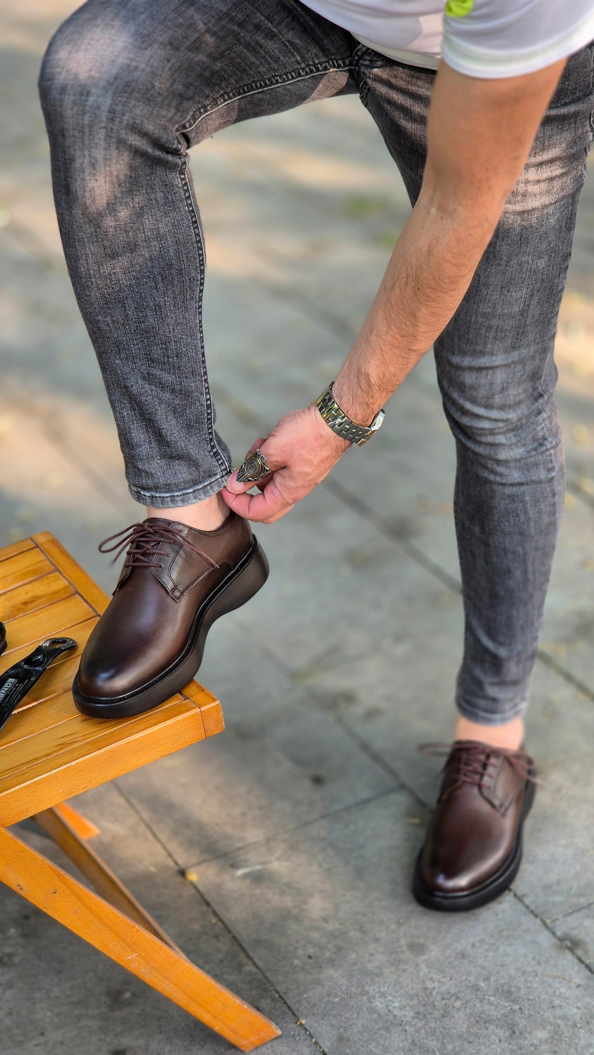 Hnt 00332 Extra Poli Kahverengi İçi Dışı Hakiki Deri Klasik   Erkek Ayakkabısı