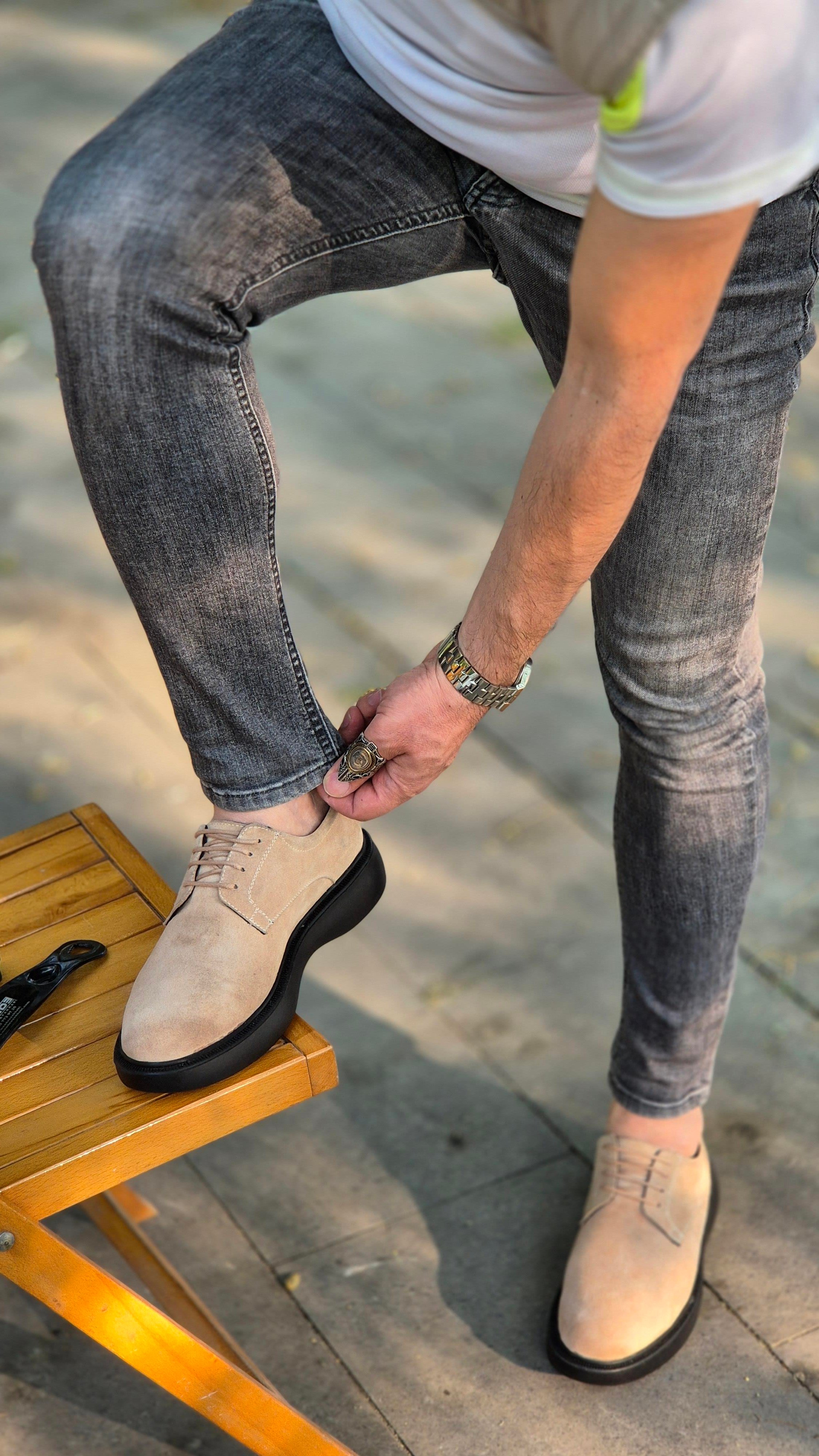 Hnt 00332 Extra Poli Kum Beji İçi Dışı Hakiki Deri Klasik   Erkek Ayakkabısı