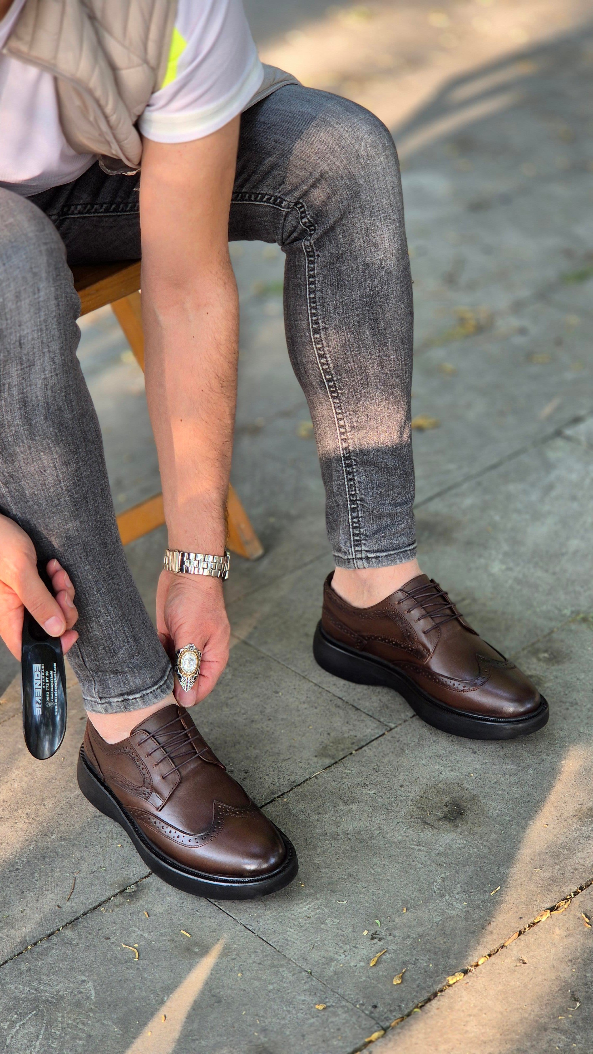 Hnt 00334 Extra Poli İçi Dışı Hakiki Deri Klasik Çifteyüz  Erkek Ayakkabısı