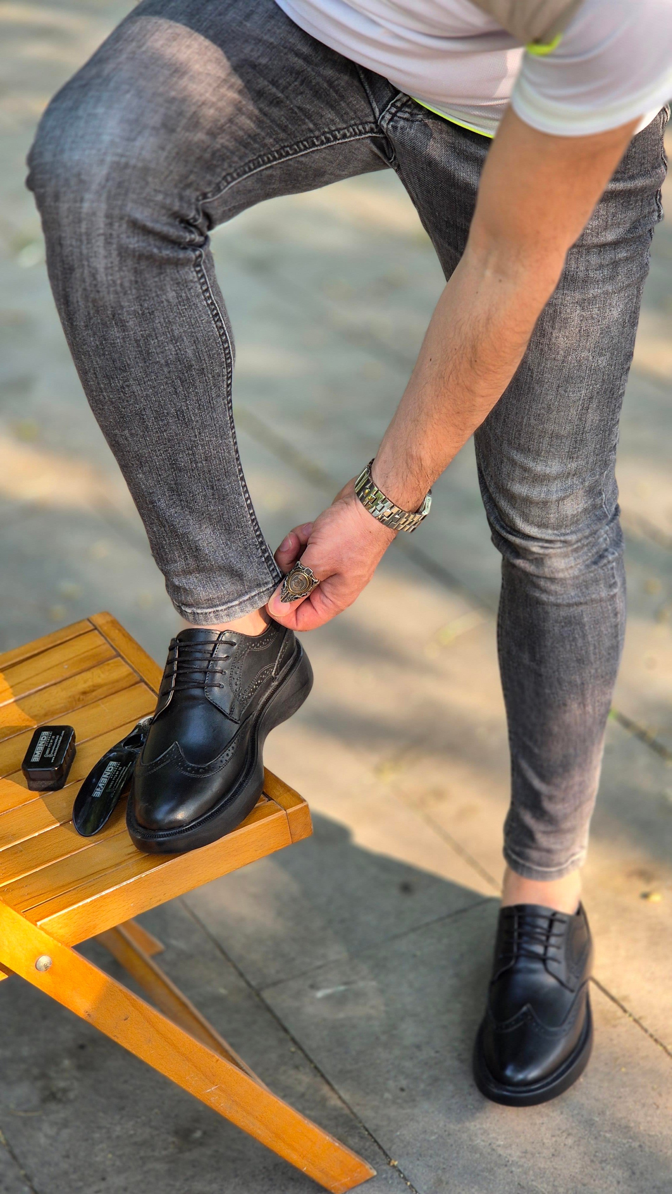 Hnt 00334 Extra Poli İçi Dışı Hakiki Deri Klasik Çifteyüz  Erkek Ayakkabısı