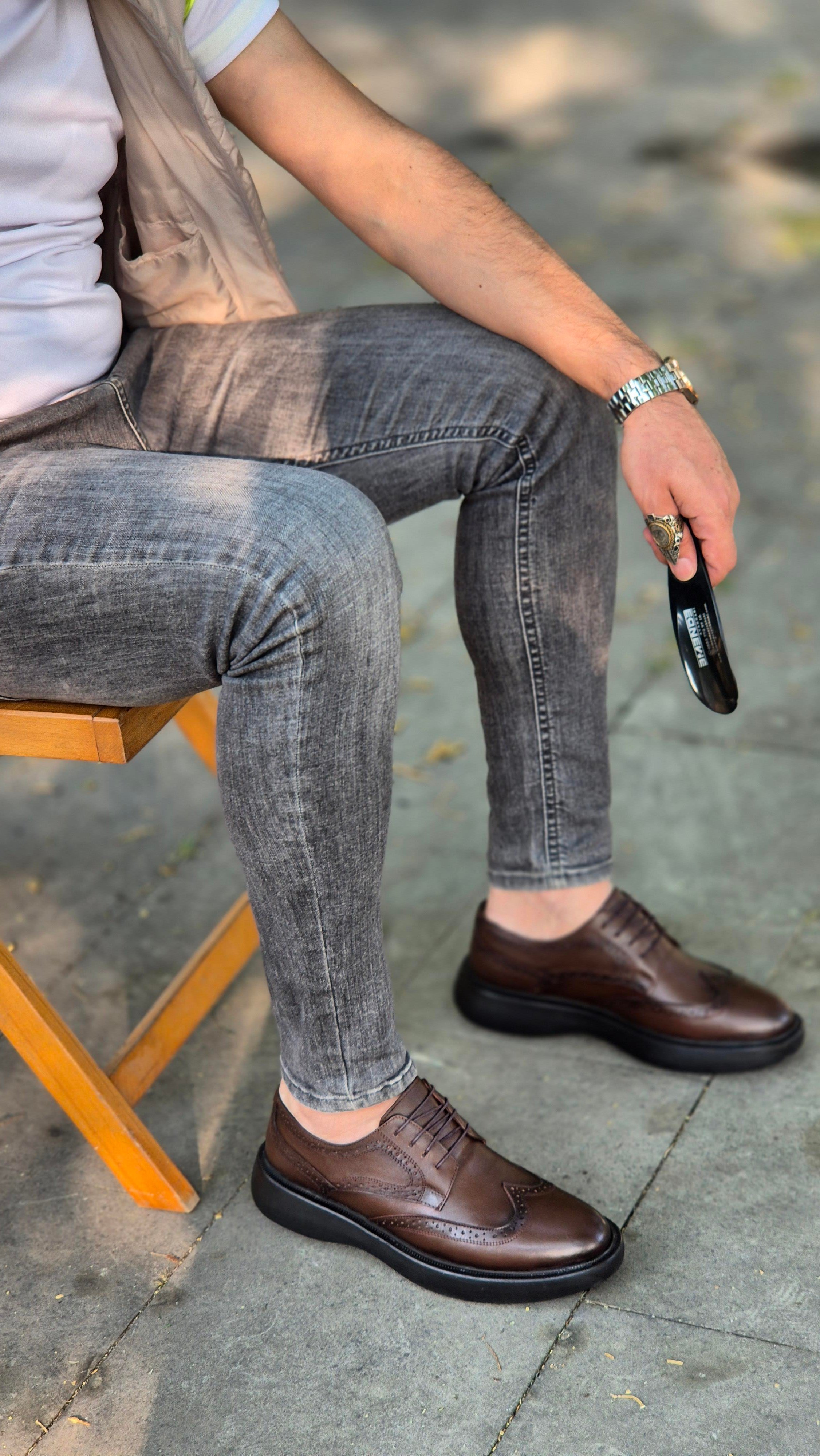 Hnt 00334 Extra Poli İçi Dışı Hakiki Deri Klasik Çifteyüz  Erkek Ayakkabısı