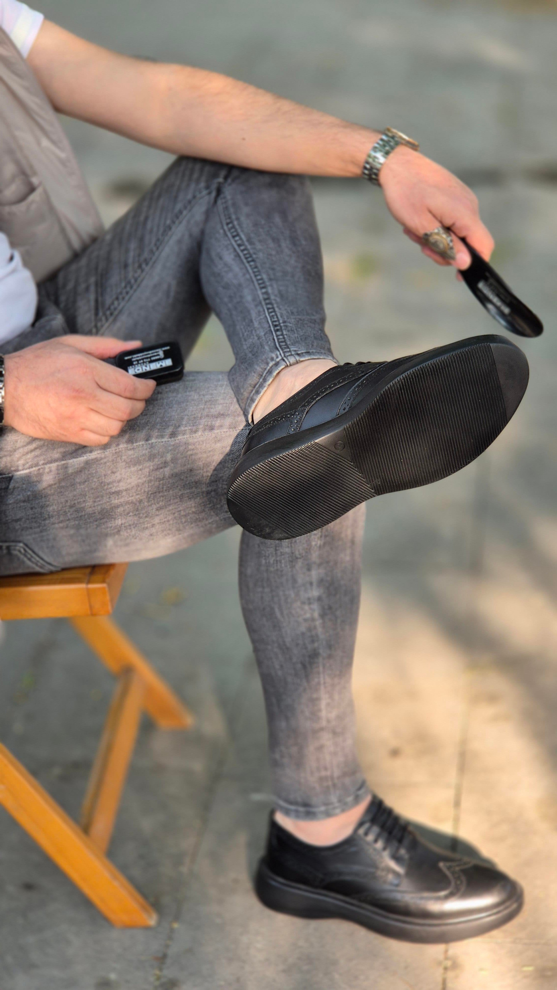 Hnt 00334 Extra Poli İçi Dışı Hakiki Deri Klasik Çifteyüz  Erkek Ayakkabısı