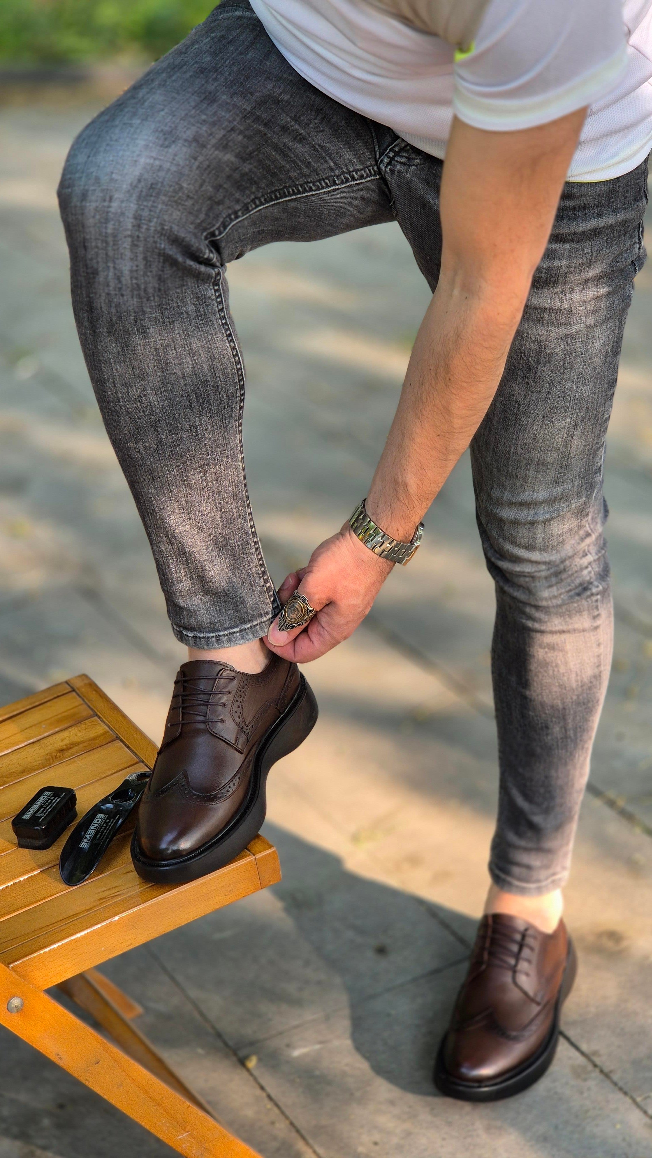 Hnt 00334 Extra Poli İçi Dışı Hakiki Deri Klasik Çifteyüz  Erkek Ayakkabısı