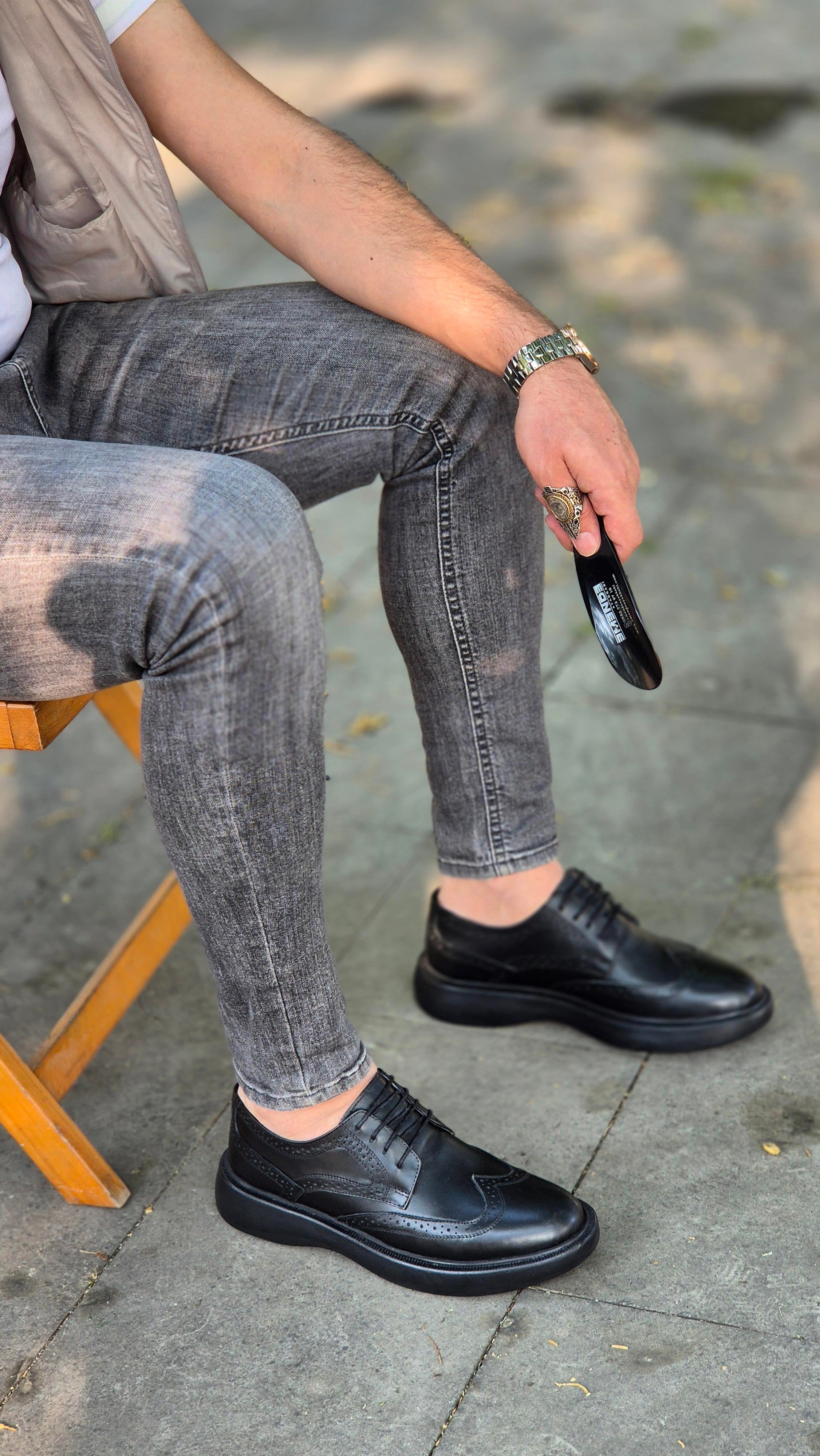 Hnt 00334 Extra Poli İçi Dışı Hakiki Deri Klasik Çifteyüz  Erkek Ayakkabısı