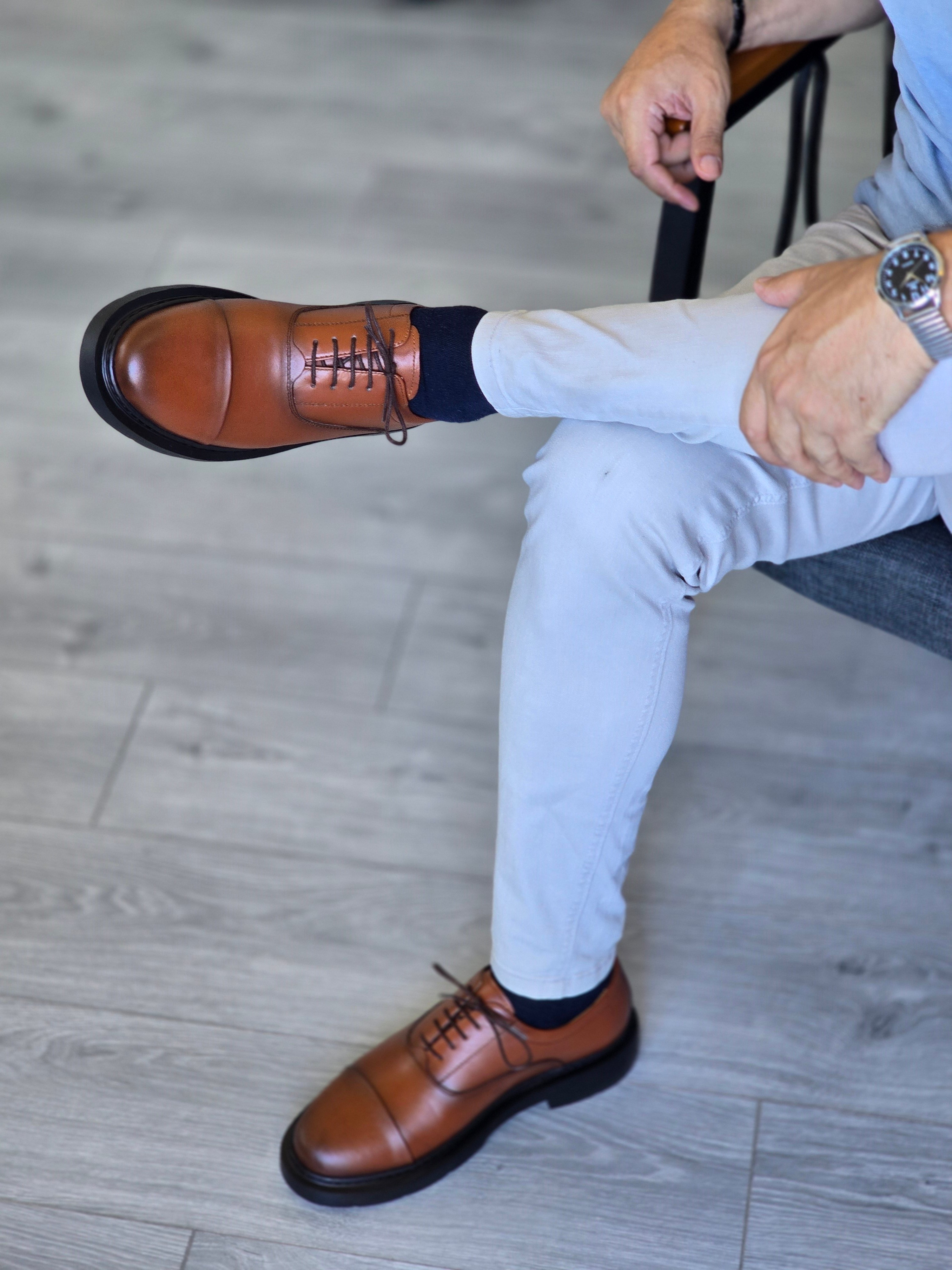 Hnt 0034 Oxford Taba Deri  Erkek Ayakkabısı