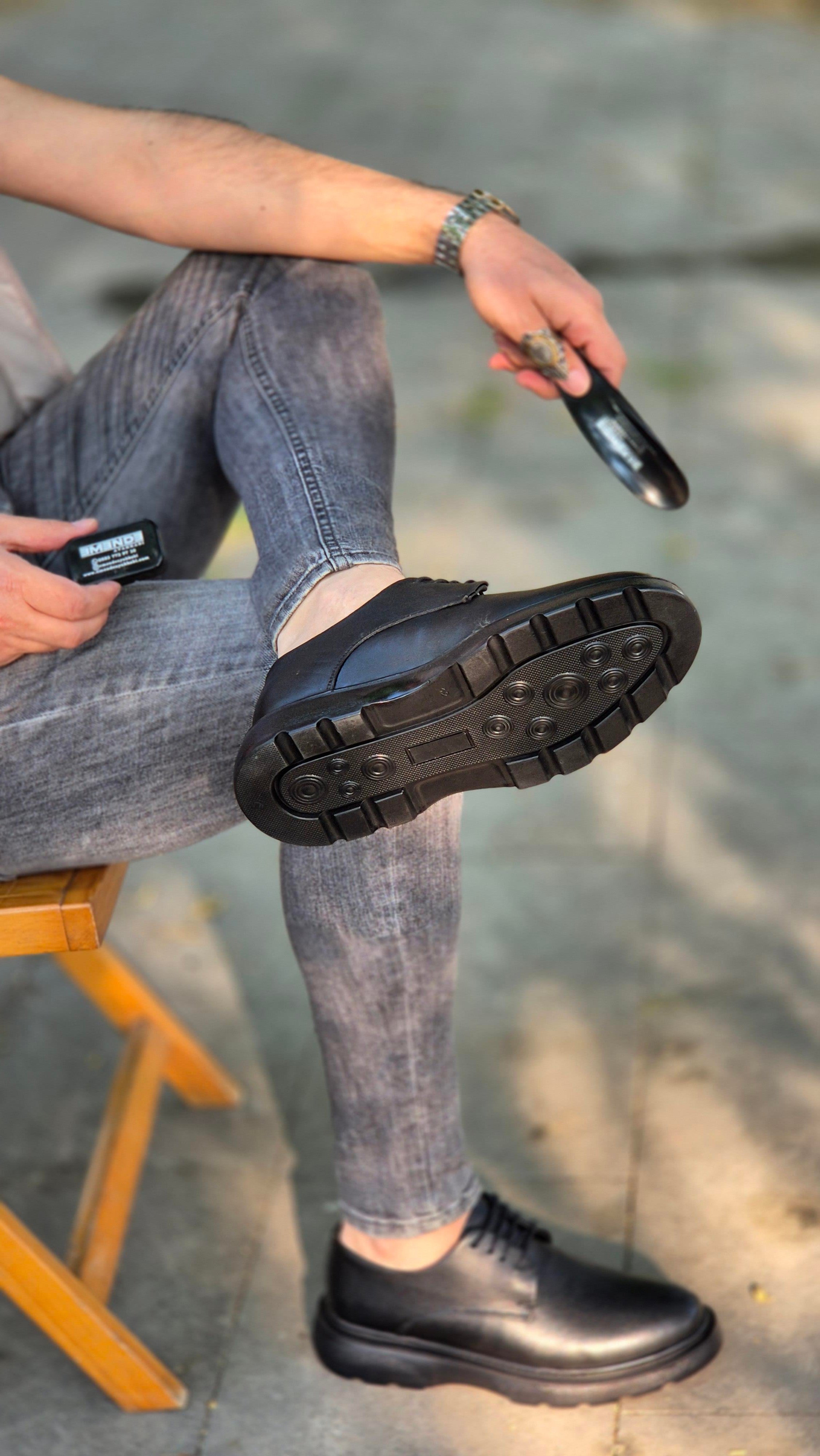 Hnt 003600 Yüksek Taban  İçi Dışı Hakiki Deri  Erkek Ayakkabısı