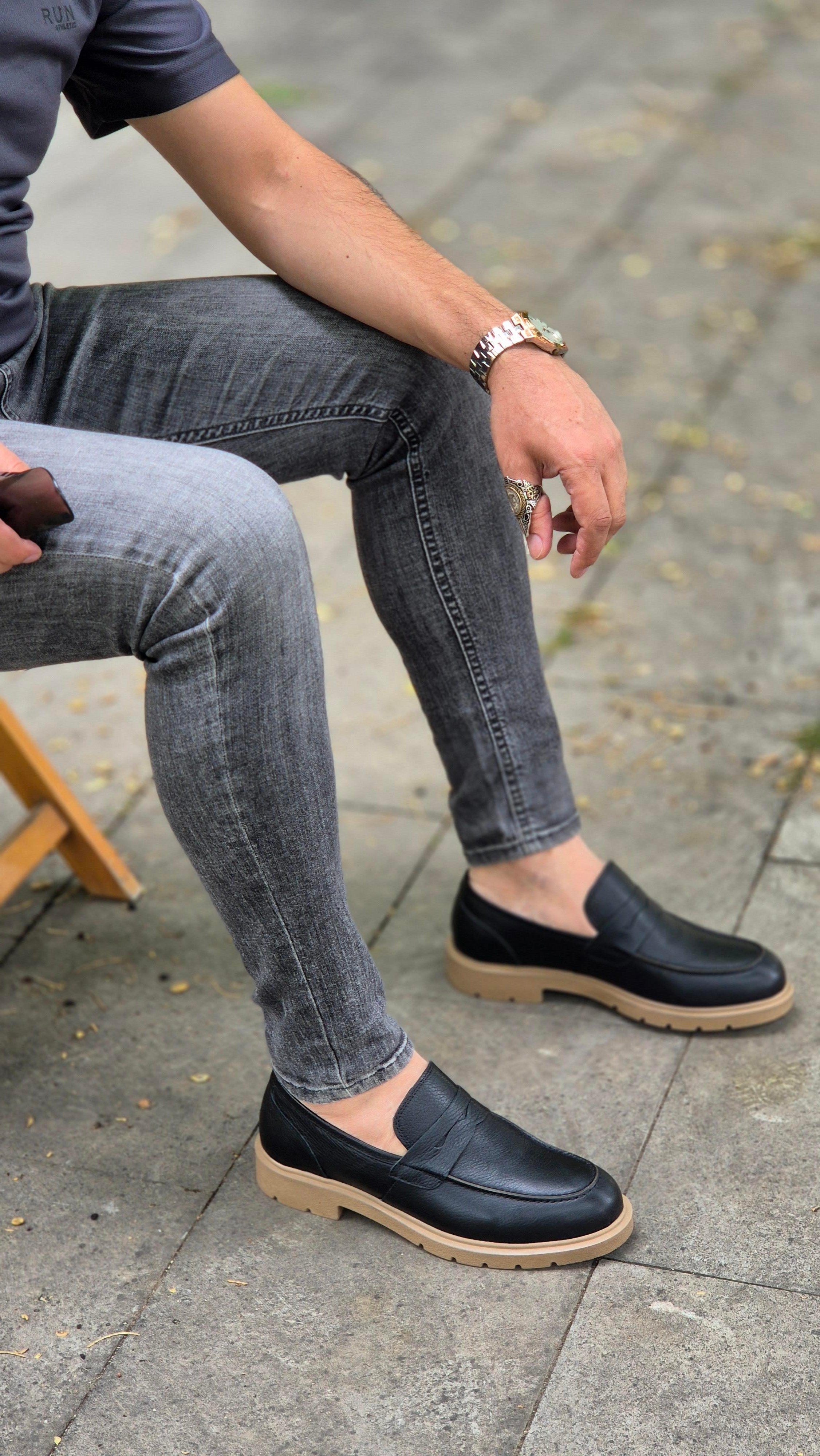 Hnt 0051  Siyah   Loafer  İçi Dışı Hakiki Deri Klasik   Erkek Ayakkabısı