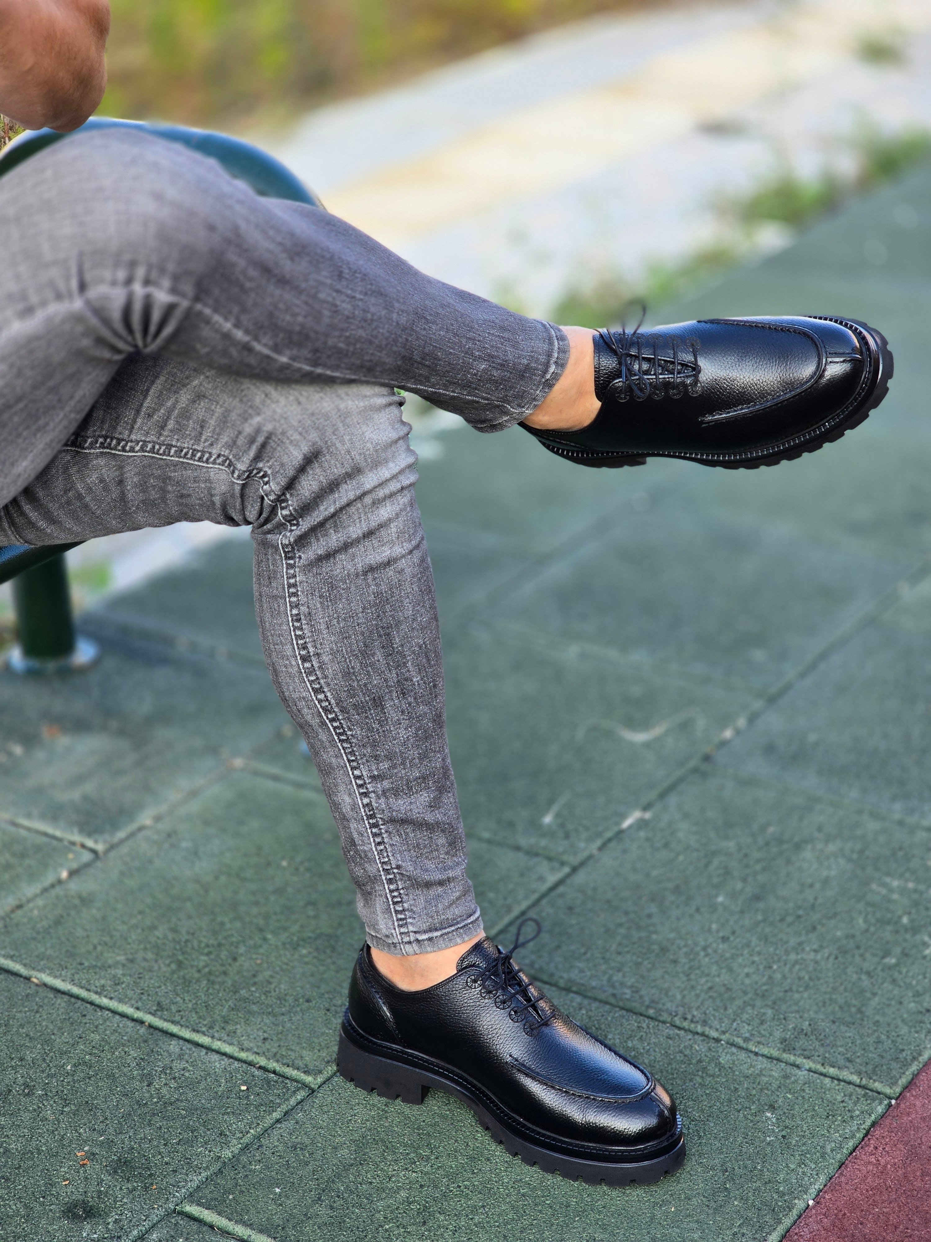 Hnt 4241  Casual Siyah   Deri  Erkek Ayakkabısı