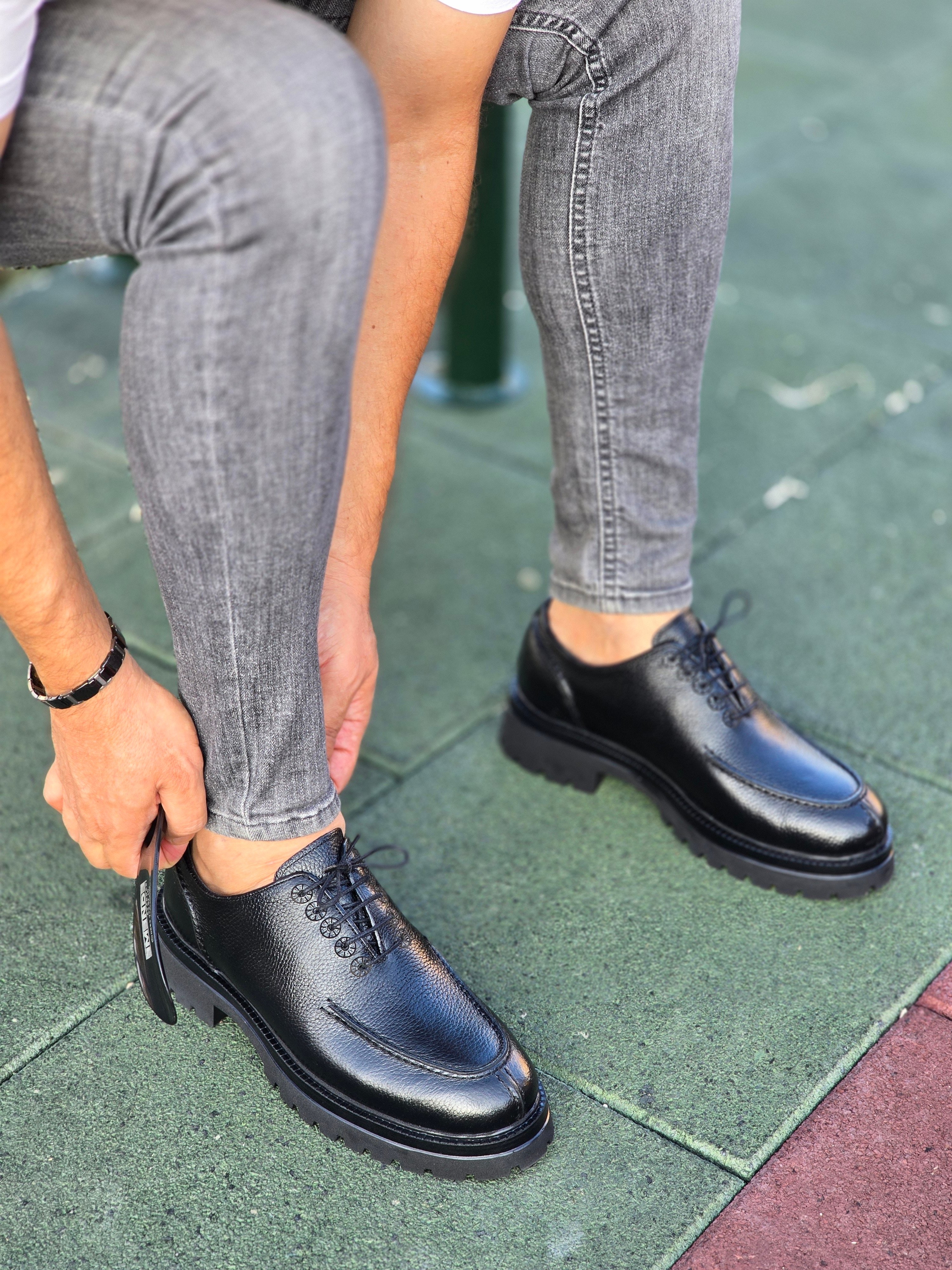 Hnt 4241  Casual Siyah   Deri  Erkek Ayakkabısı