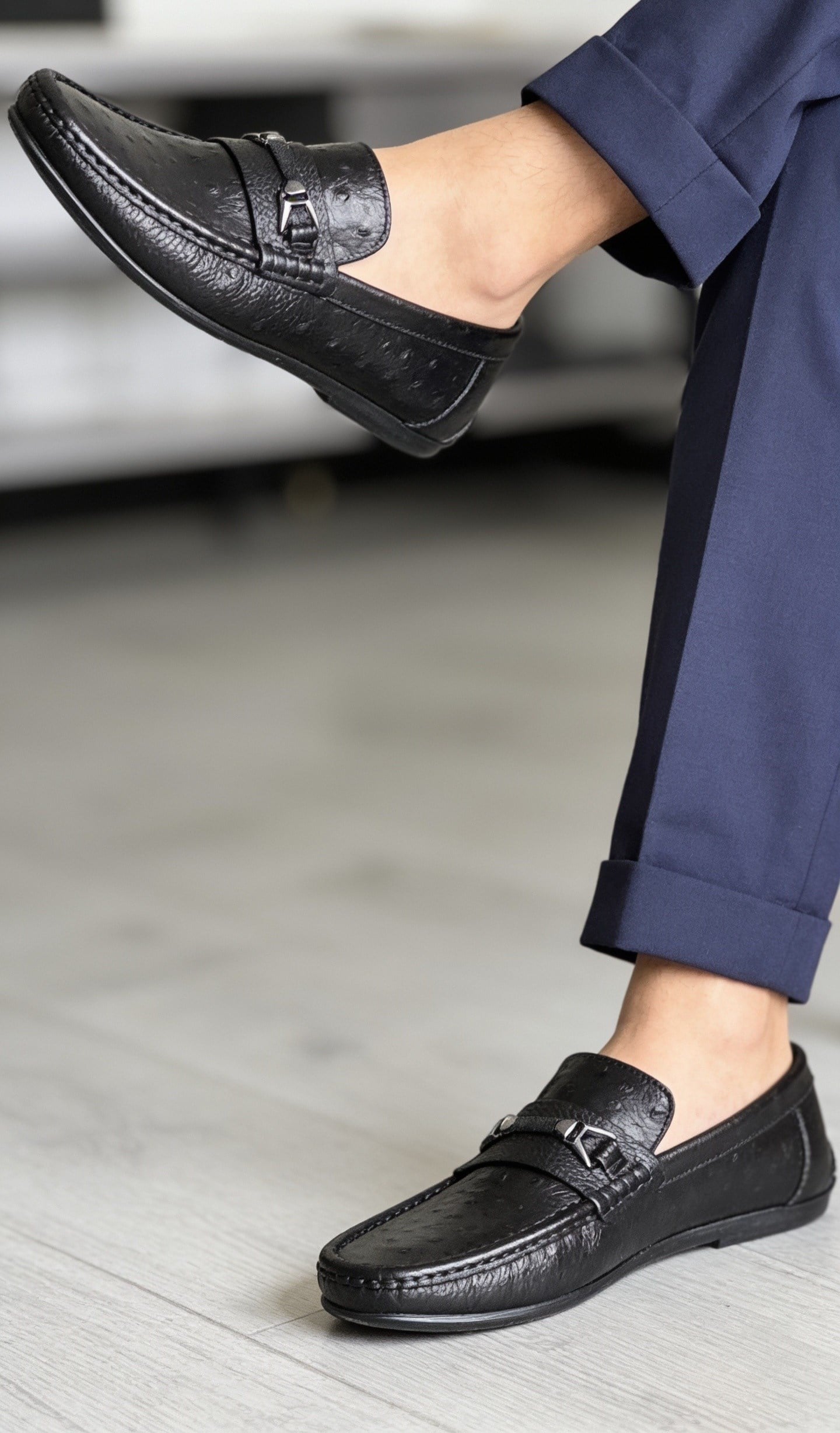 MRD 091 Loafer Tokalı Hakiki Deri Yumşak Siyah  Rok Erkek Ayakkabısı