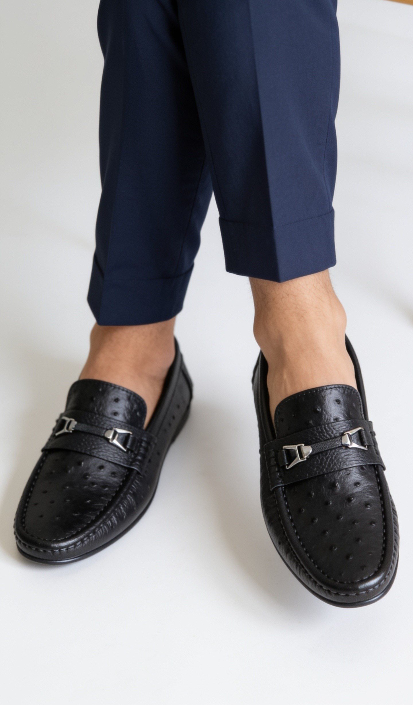 MRD 091 Loafer Tokalı Hakiki Deri Yumşak Siyah  Rok Erkek Ayakkabısı