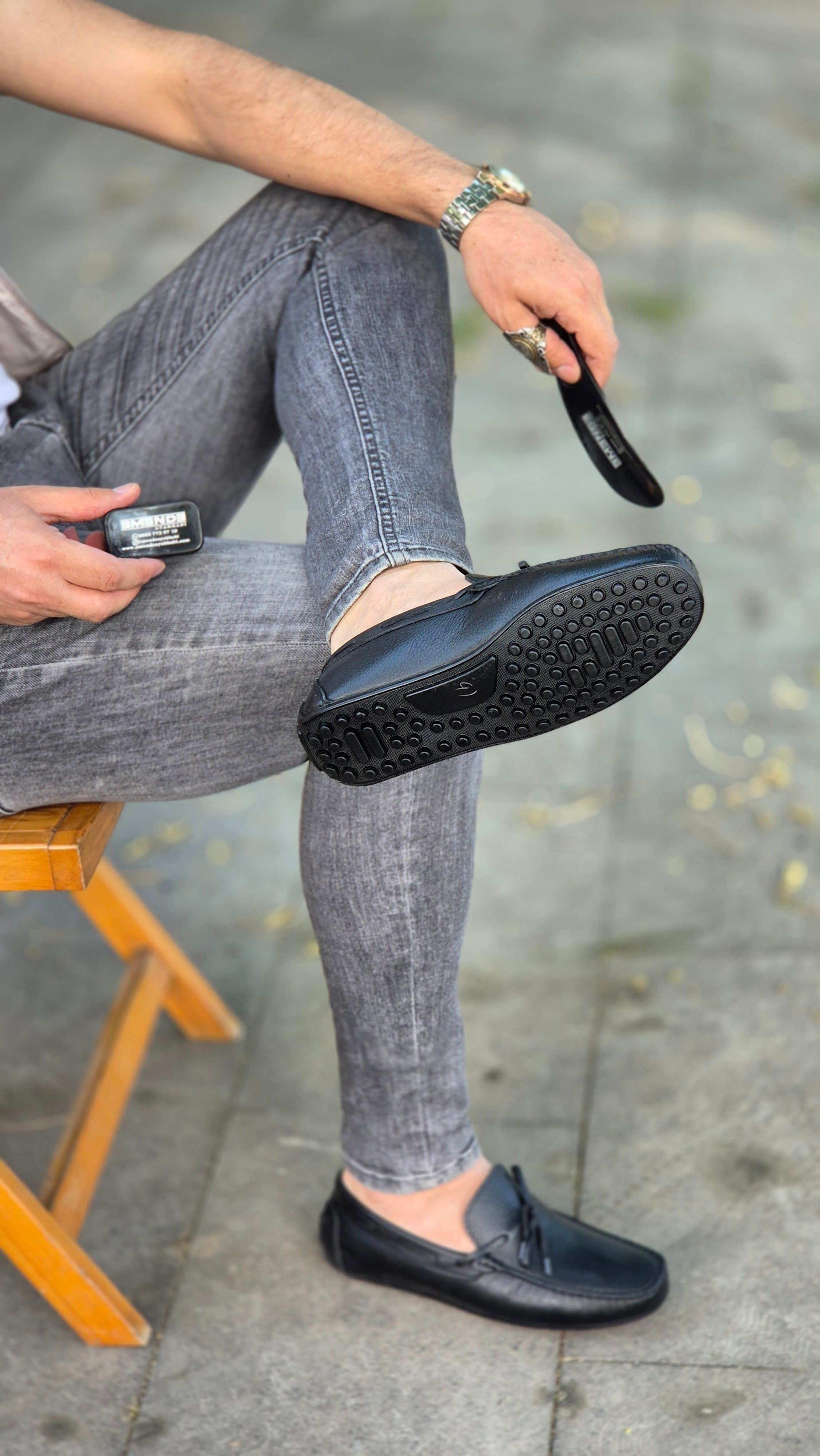 Mrd 110 Kurdela Fiyonk Hakiki Deri Yumşak SiyahRok Erkek Ayakkabısı