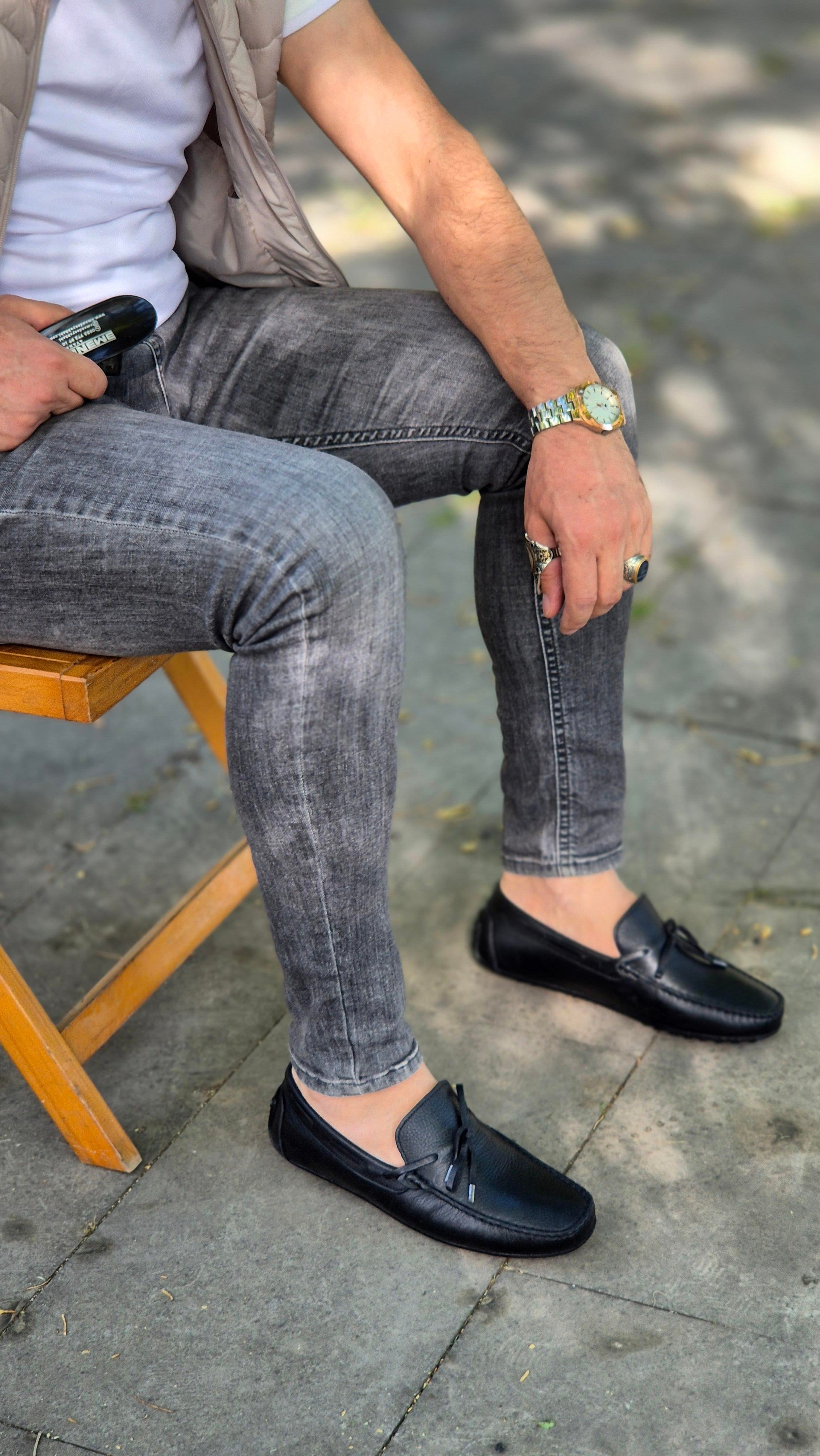 Mrd 110 Kurdela Fiyonk Hakiki Deri Yumşak SiyahRok Erkek Ayakkabısı