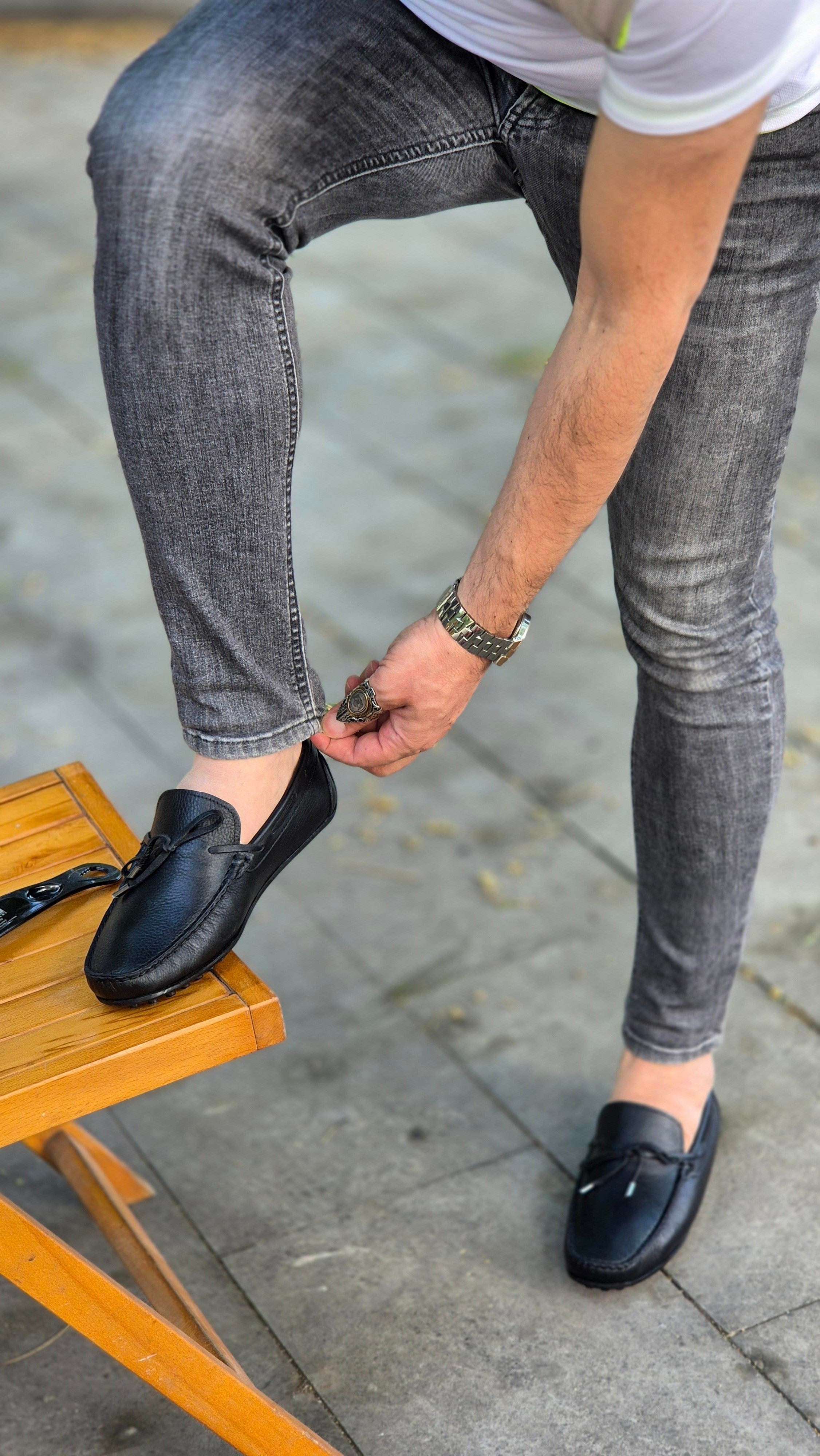 Mrd 110 Kurdela Fiyonk Hakiki Deri Yumşak SiyahRok Erkek Ayakkabısı