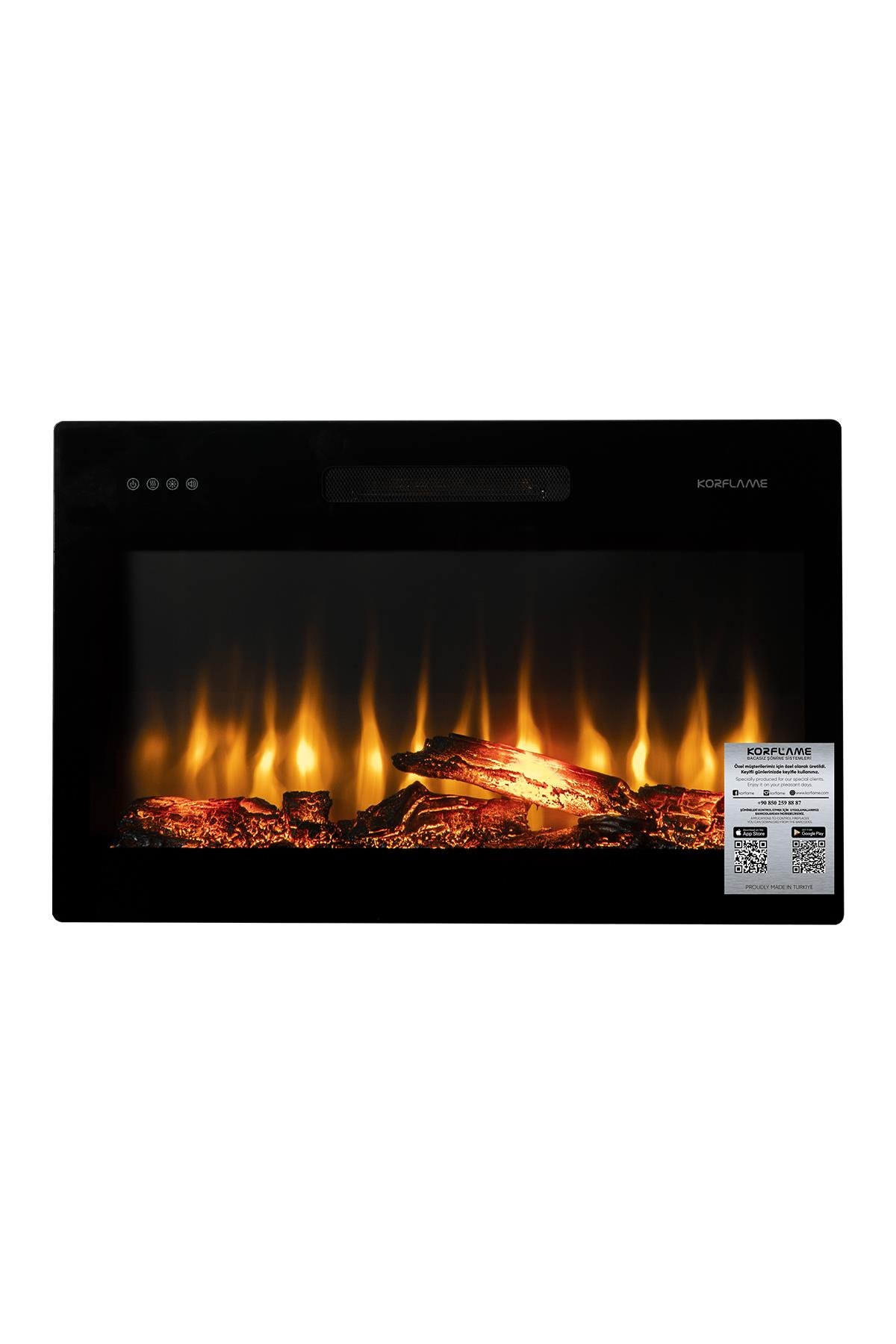 Korcam 80 S - Wall Mounted Electric Fireplace Insert with Heater